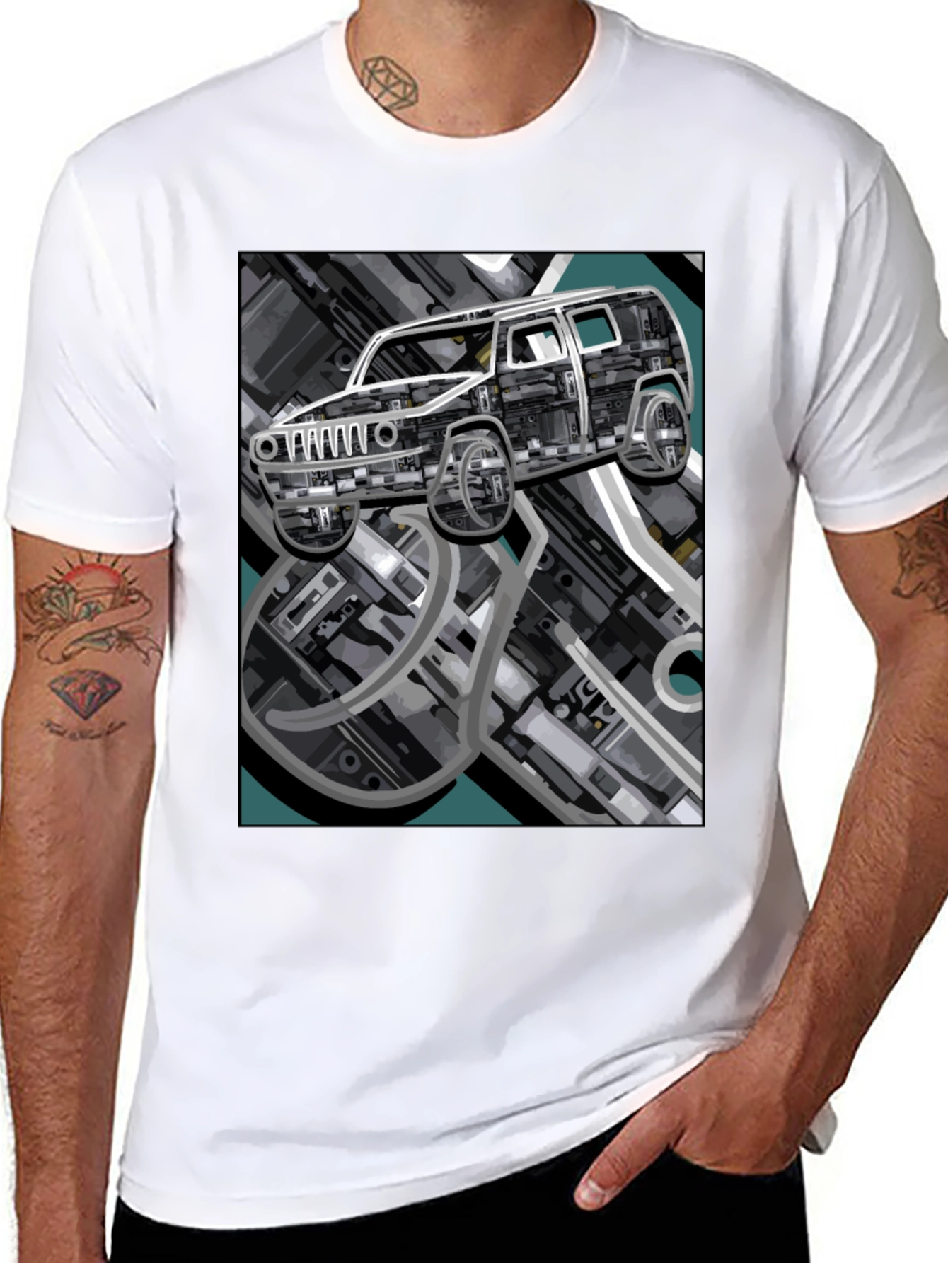 Abstract Car Graphic Black Tee
