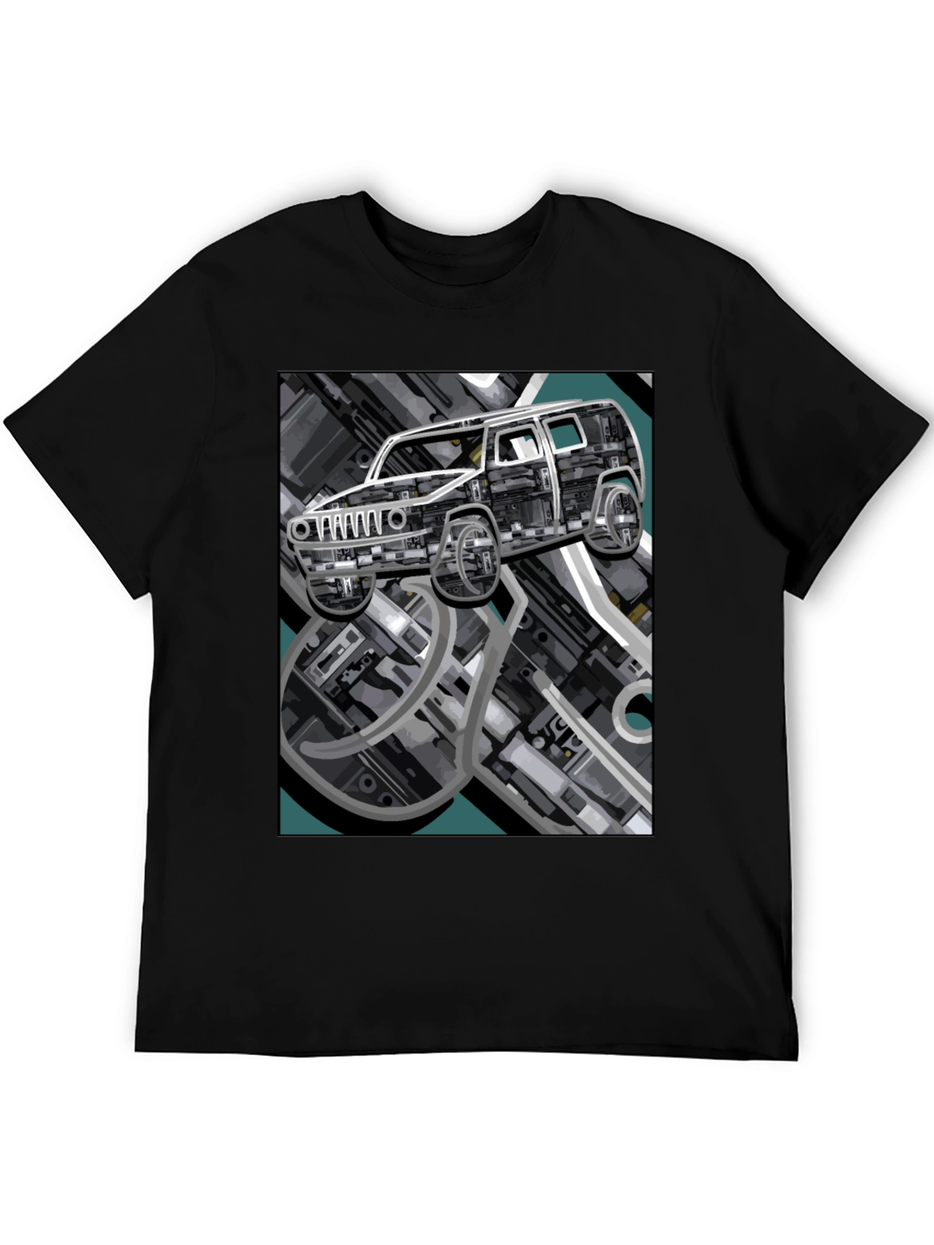Abstract Car Graphic Black Tee