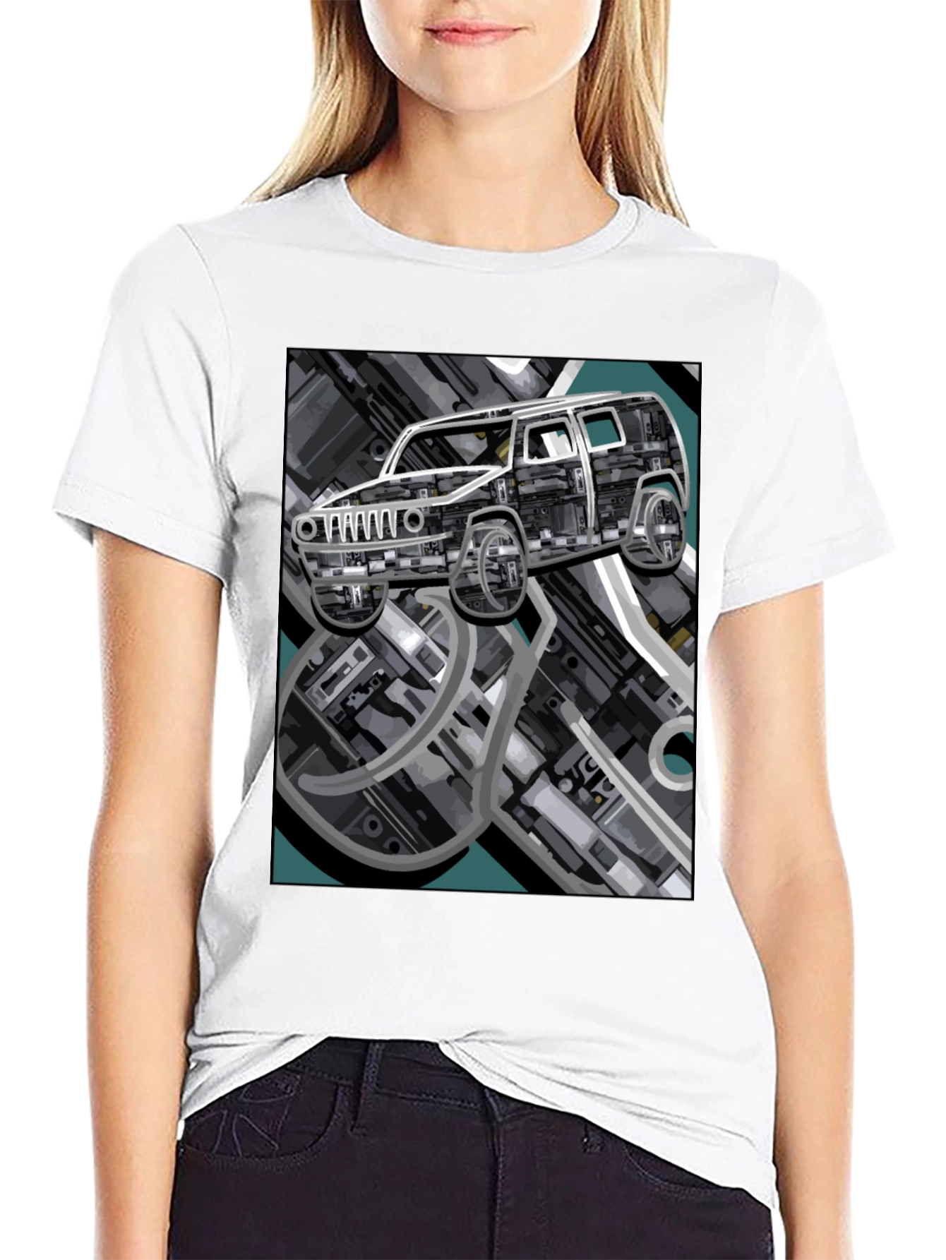 Abstract Car Graphic Black Tee