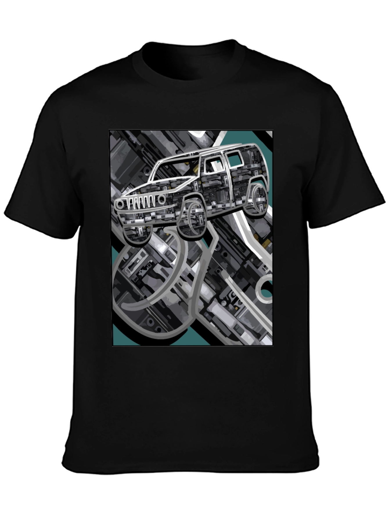 Abstract Car Graphic Black Tee