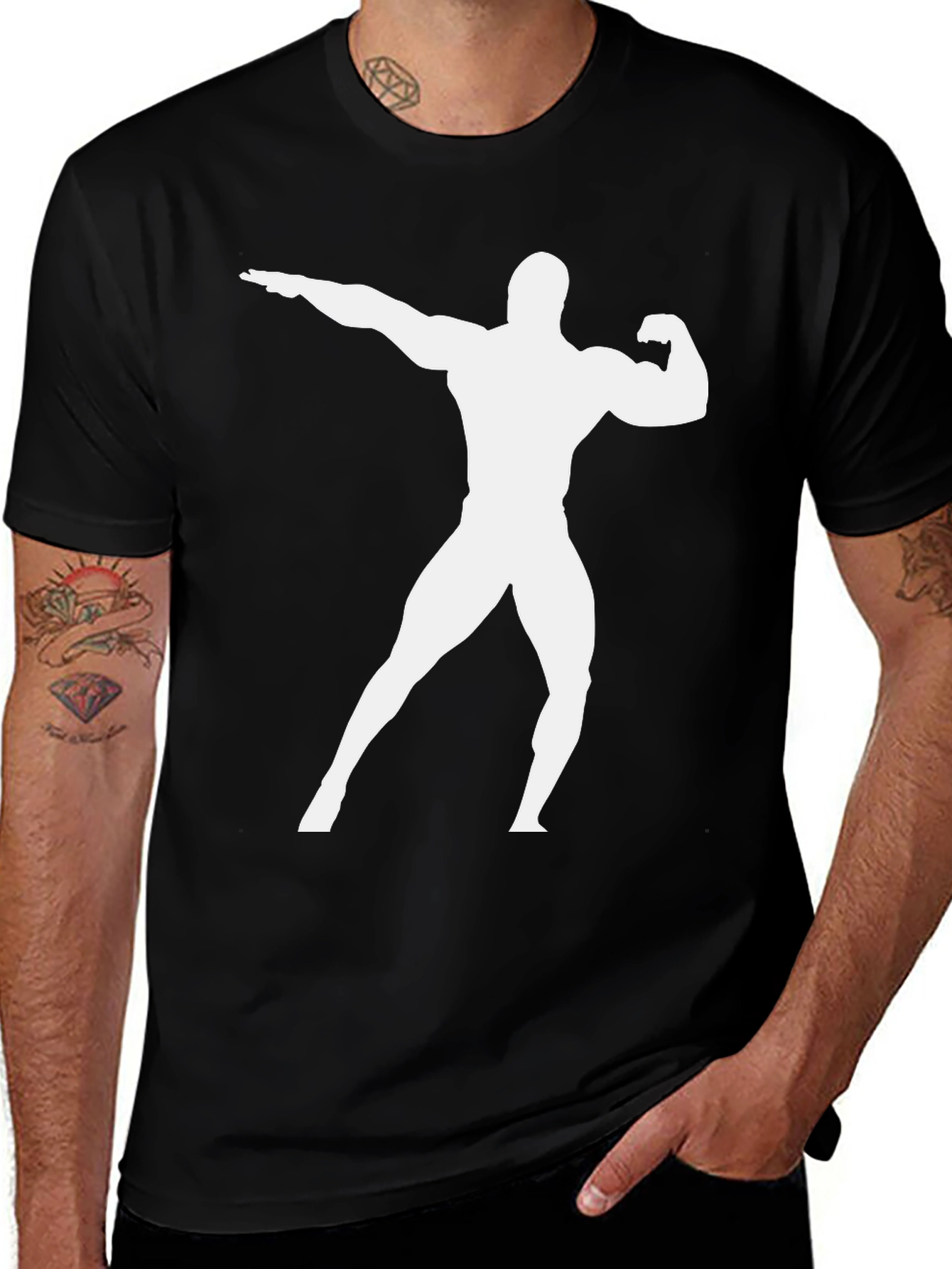Bodybuilder Silhouette Black T-Shirt - Fitness Apparel
