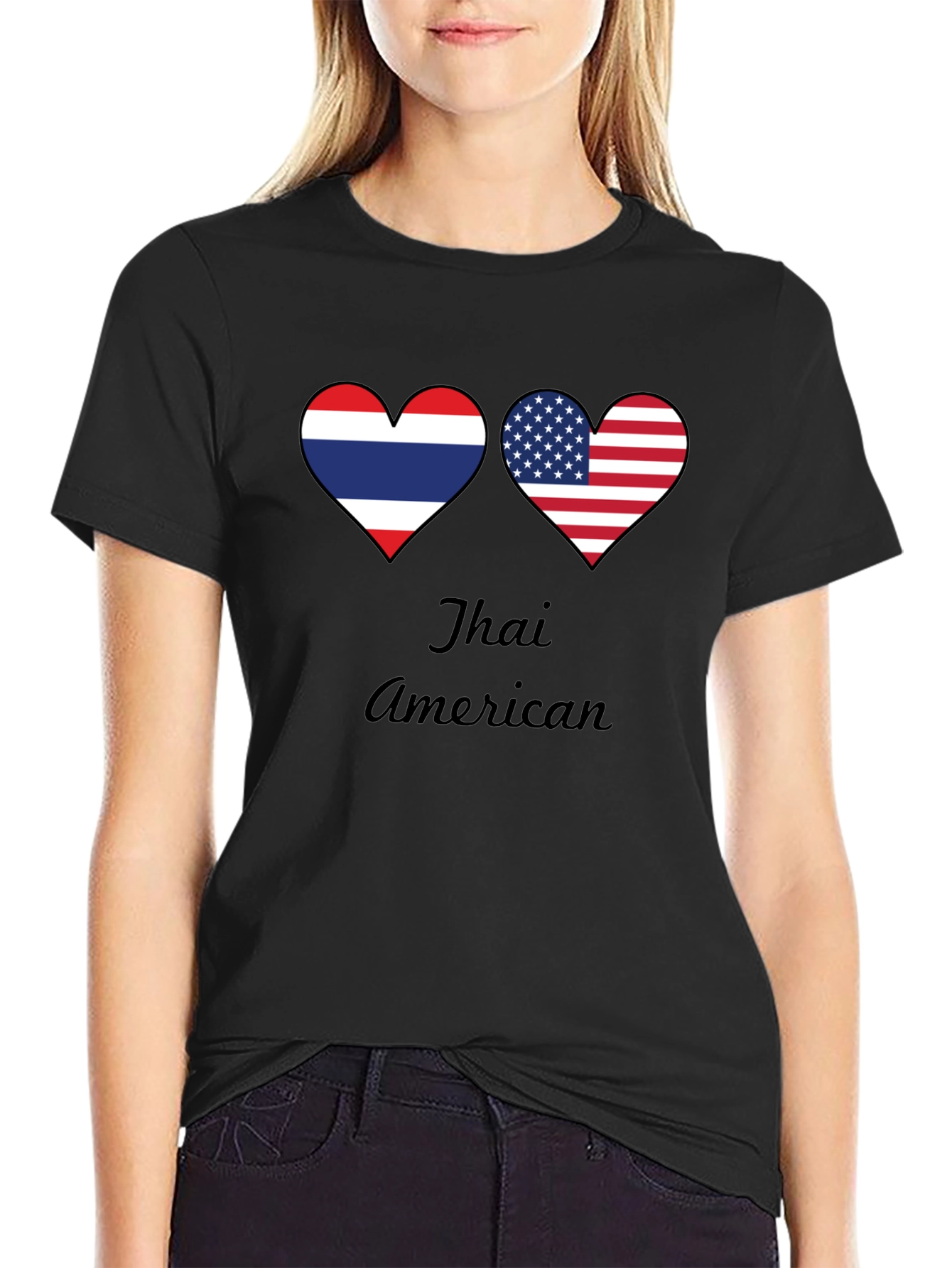Thai American Pride T-Shirt - Heart Flag Design