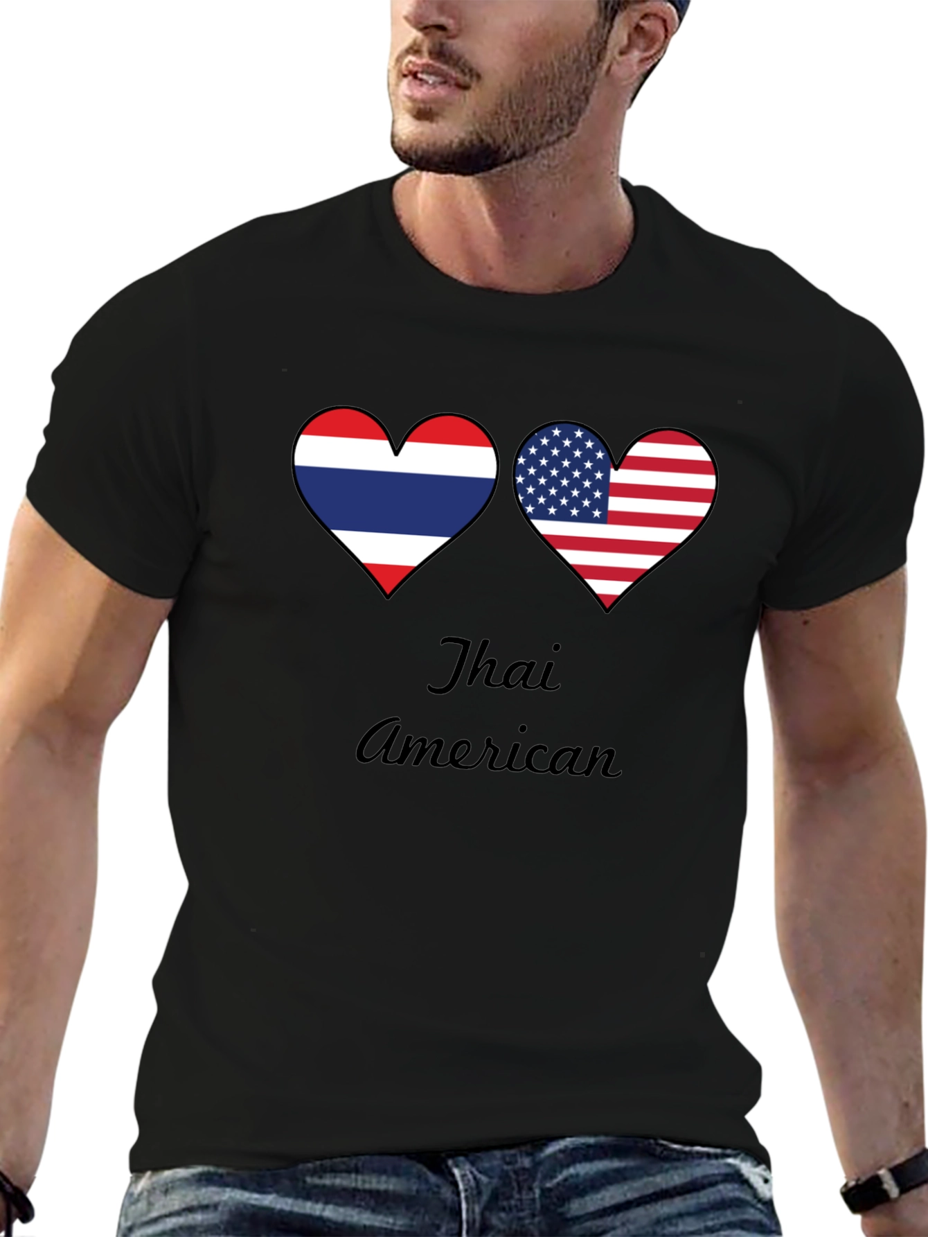 Thai American Pride T-Shirt - Heart Flag Design