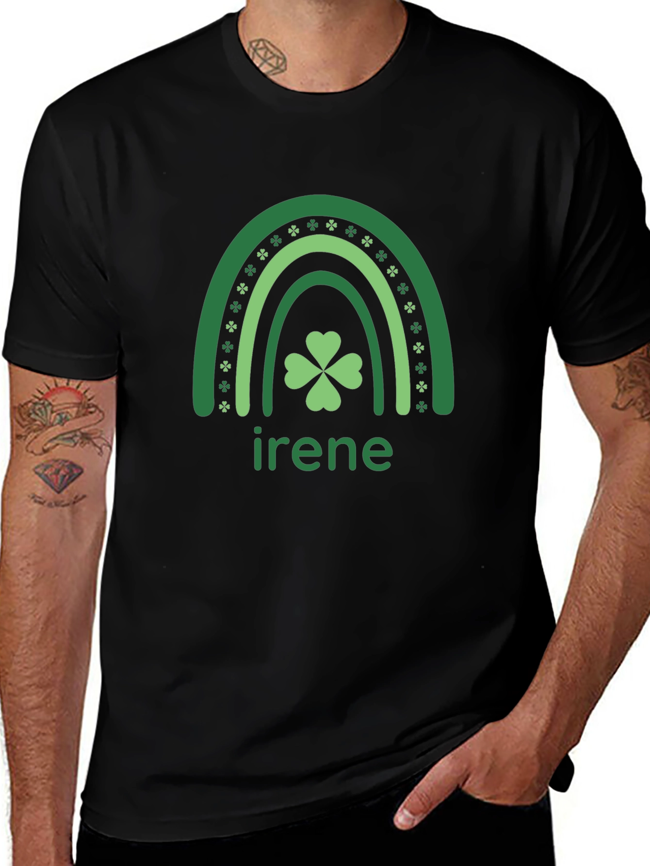 St. Patricks Day Irene Rainbow Shamrock Graphic Tee