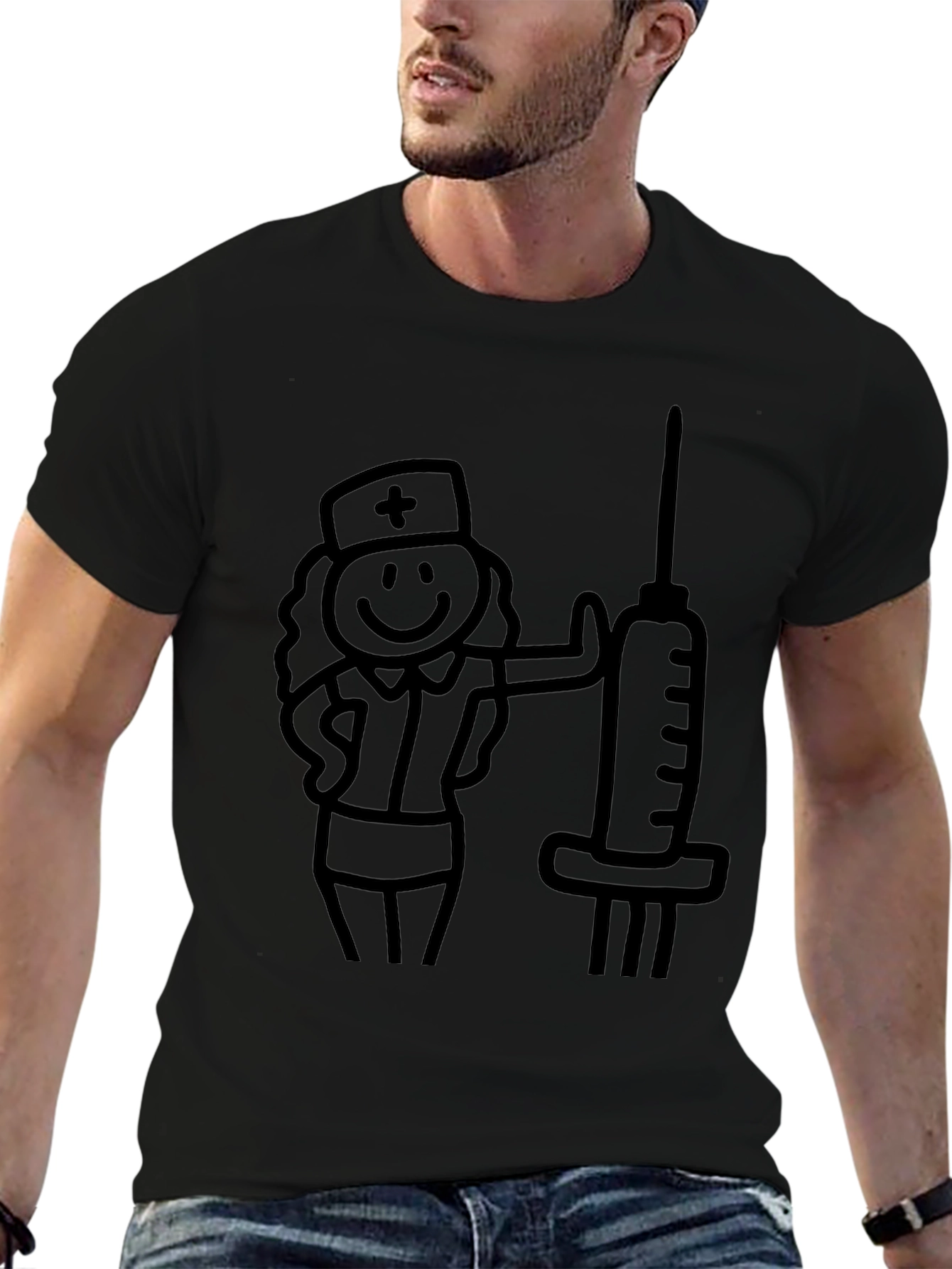 Novelty Nurse & Syringe Graphic Tee