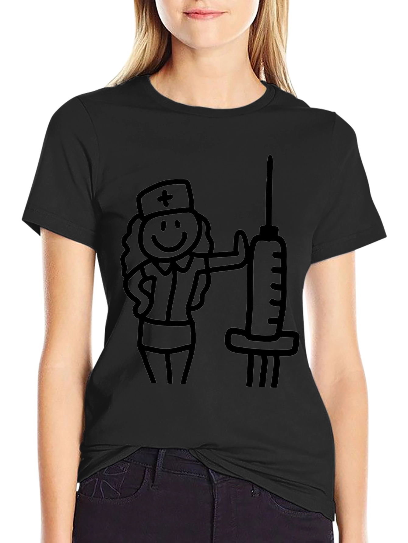 Novelty Nurse & Syringe Graphic Tee