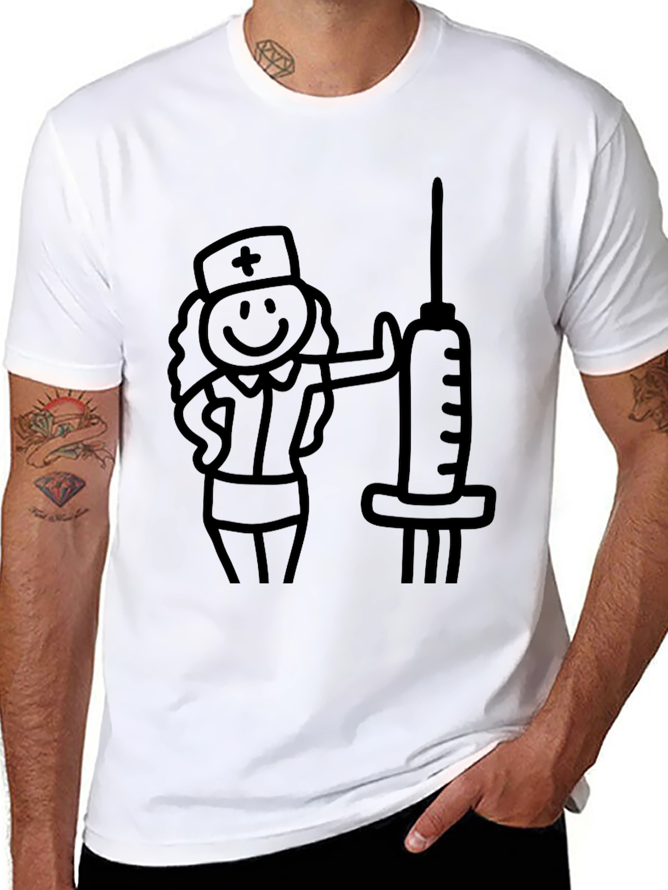 Novelty Nurse & Syringe Graphic Tee