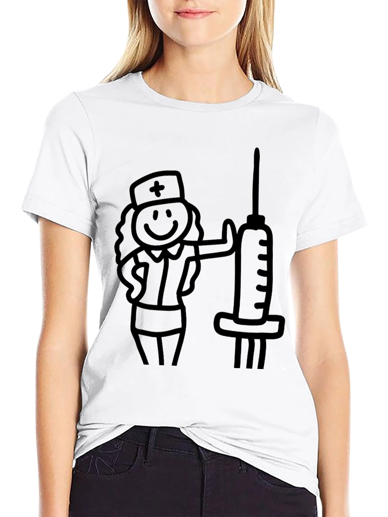 Novelty Nurse & Syringe Graphic Tee