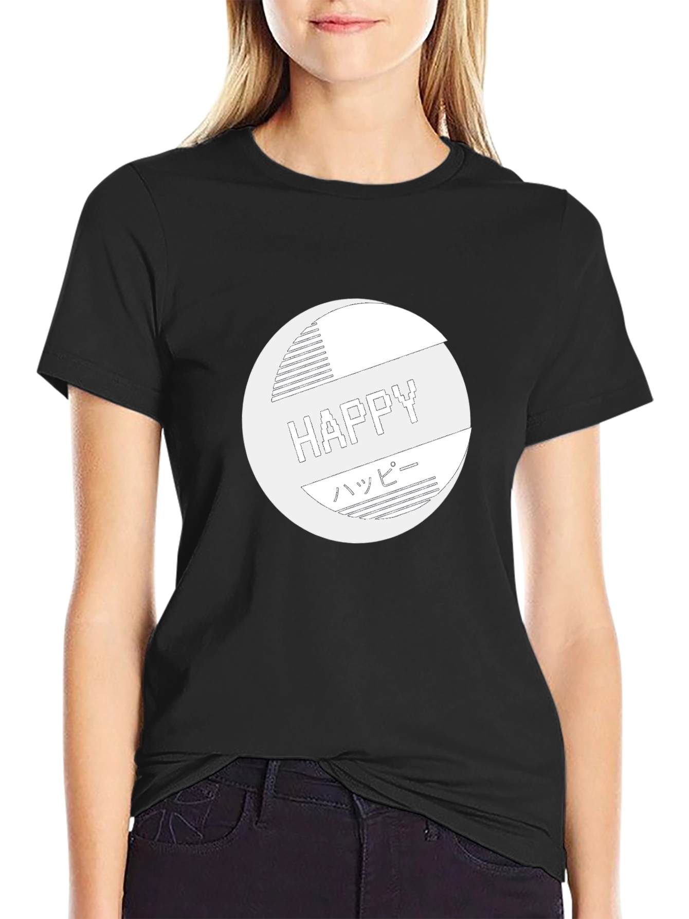 Happy Graphic Tee - Stylish Black T-Shirt