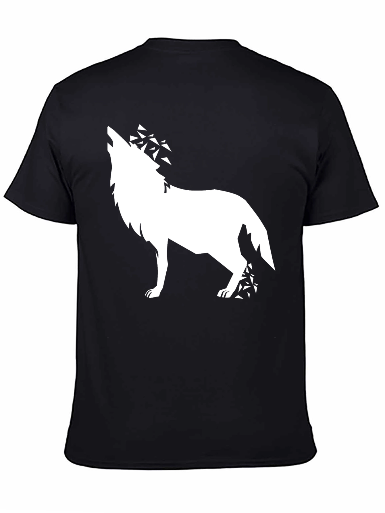 Geometric Wolf Graphic Tee - Black