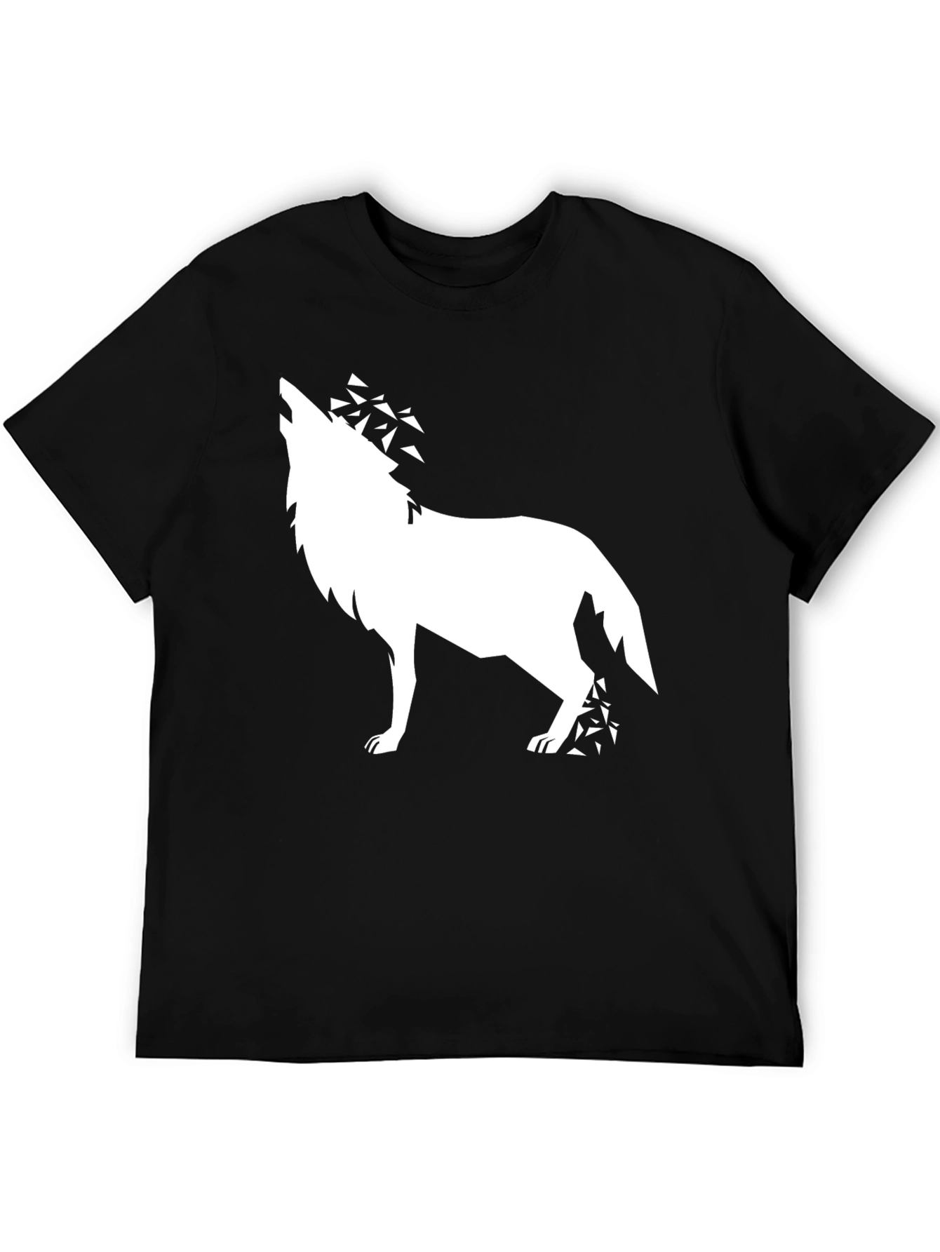 Geometric Wolf Graphic Tee - Black