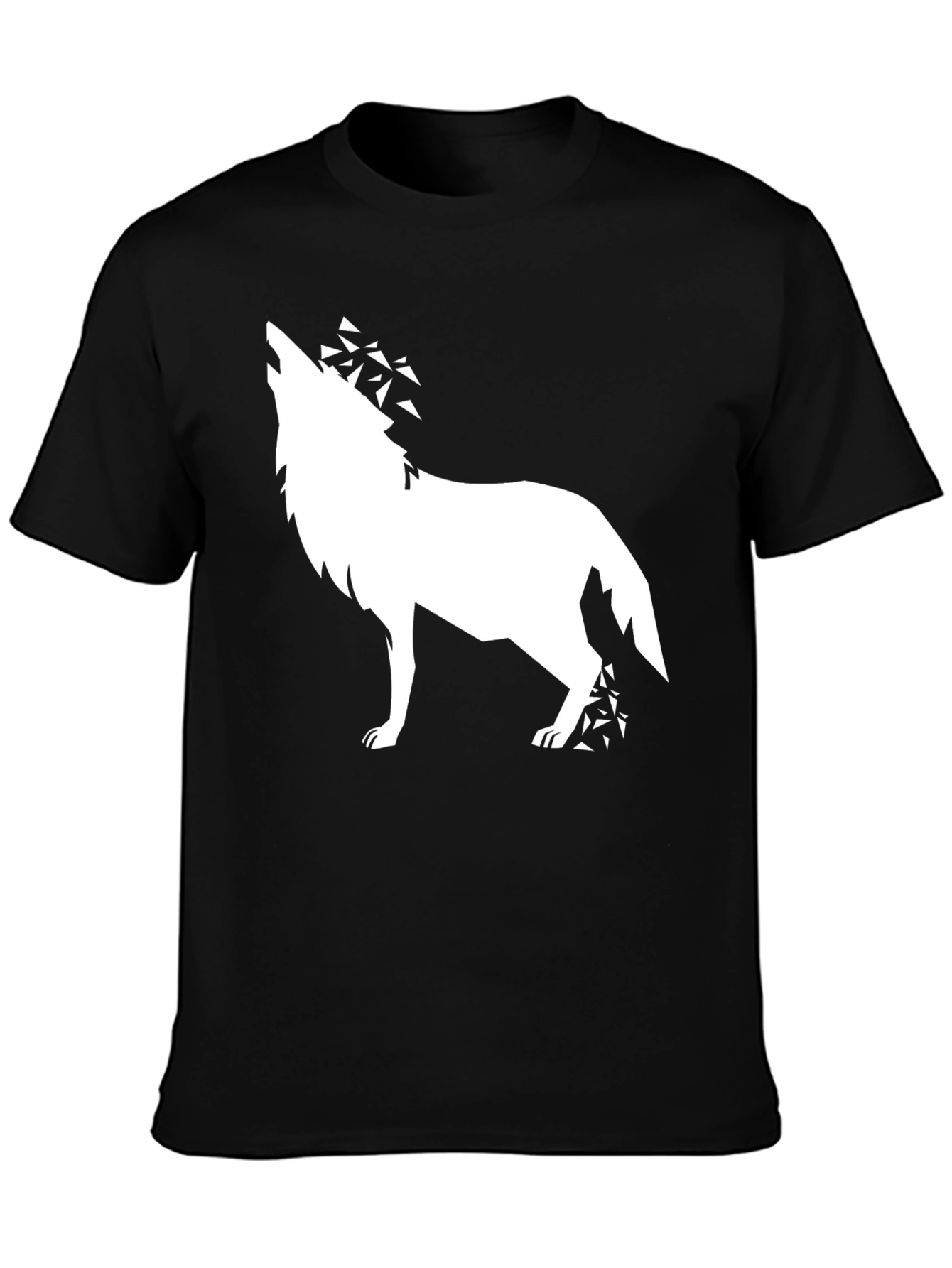 Geometric Wolf Graphic Tee - Black