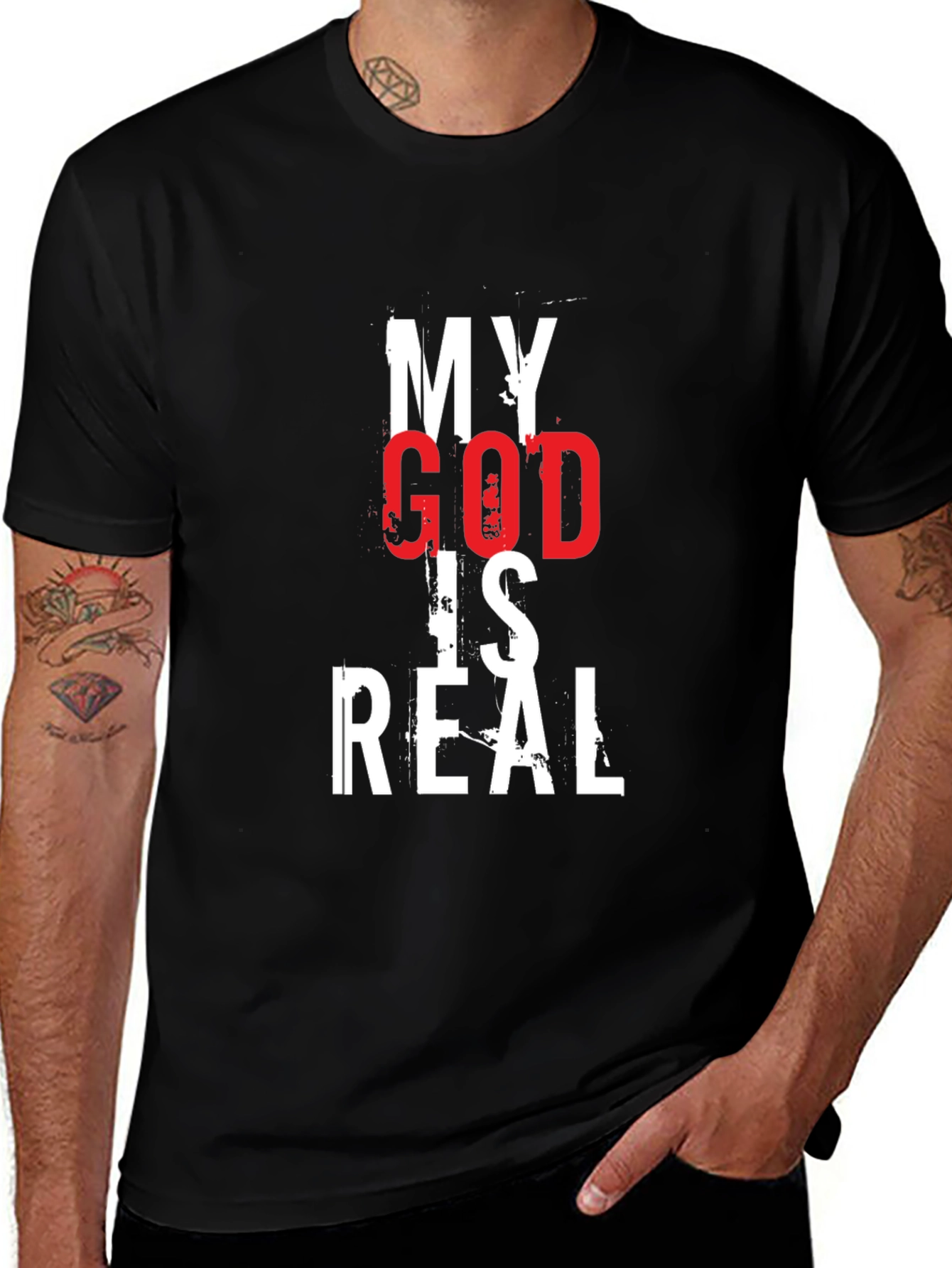 My God Is Real Graphic Tee - Black