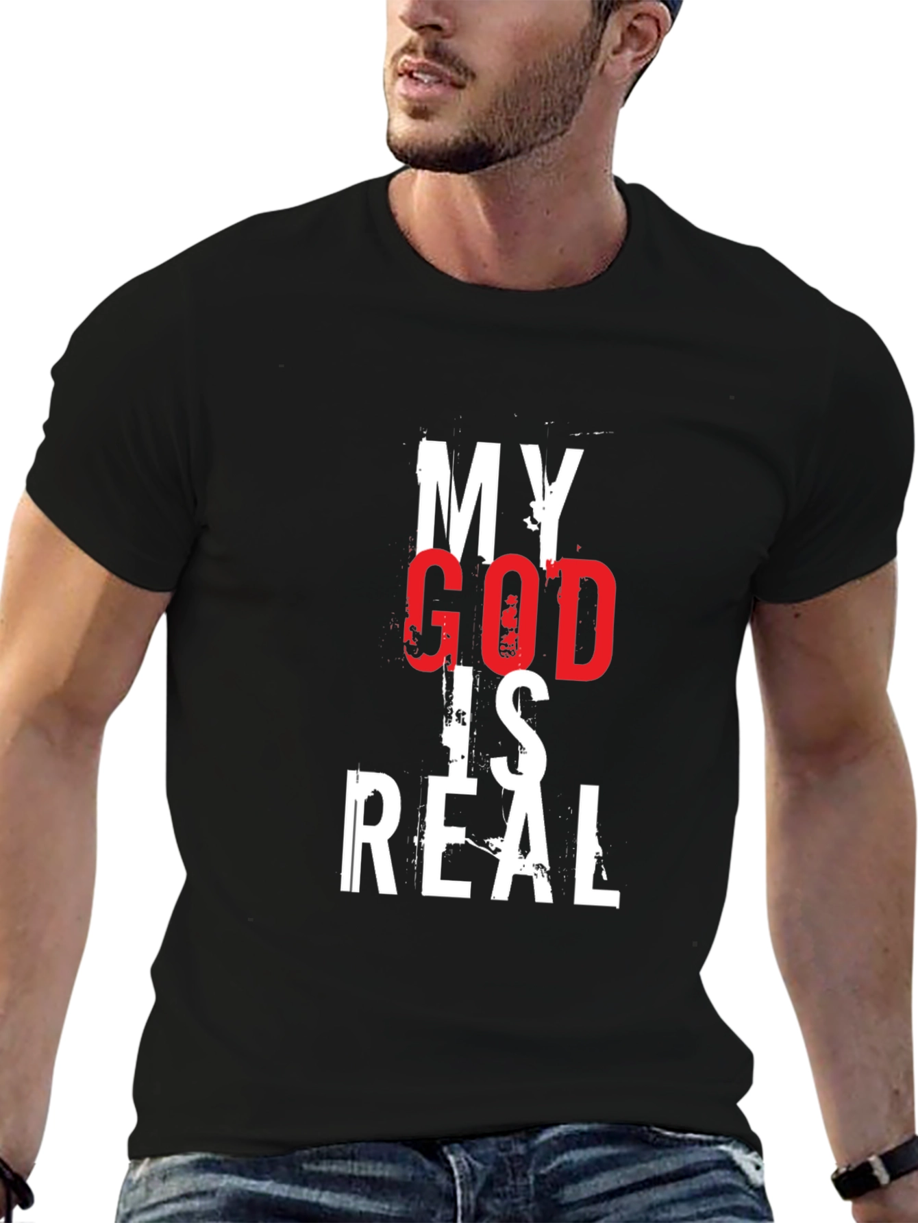 My God Is Real Graphic Tee - Black