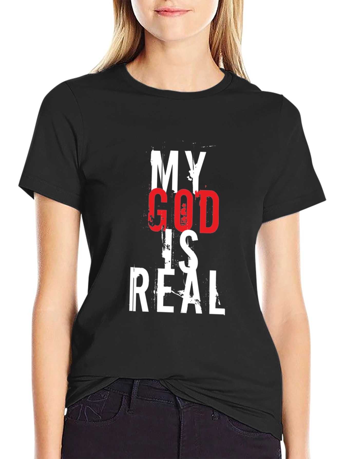 My God Is Real Graphic Tee - Black