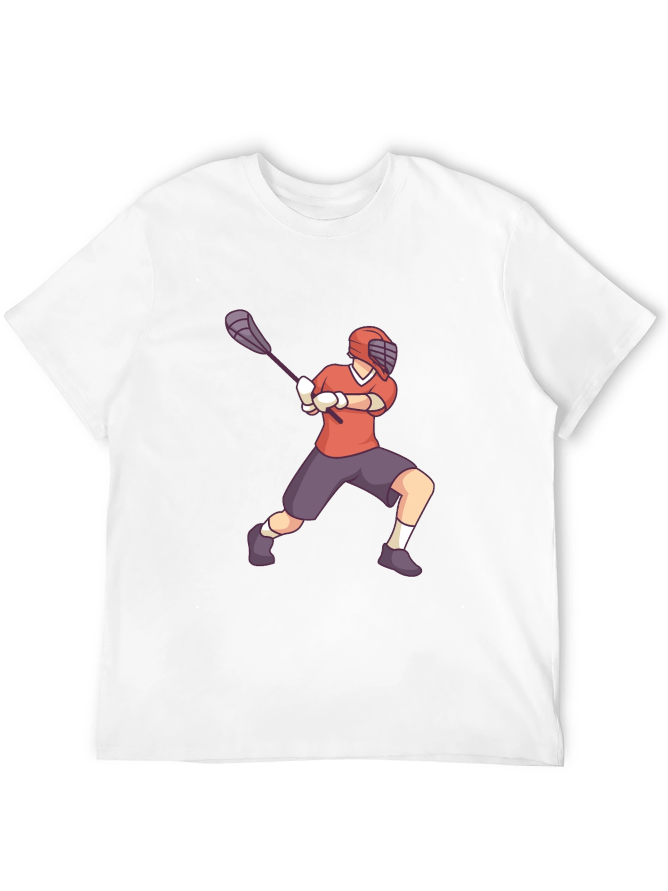 Lacrosse Player Graphic Tee - Black Cotton Shirt