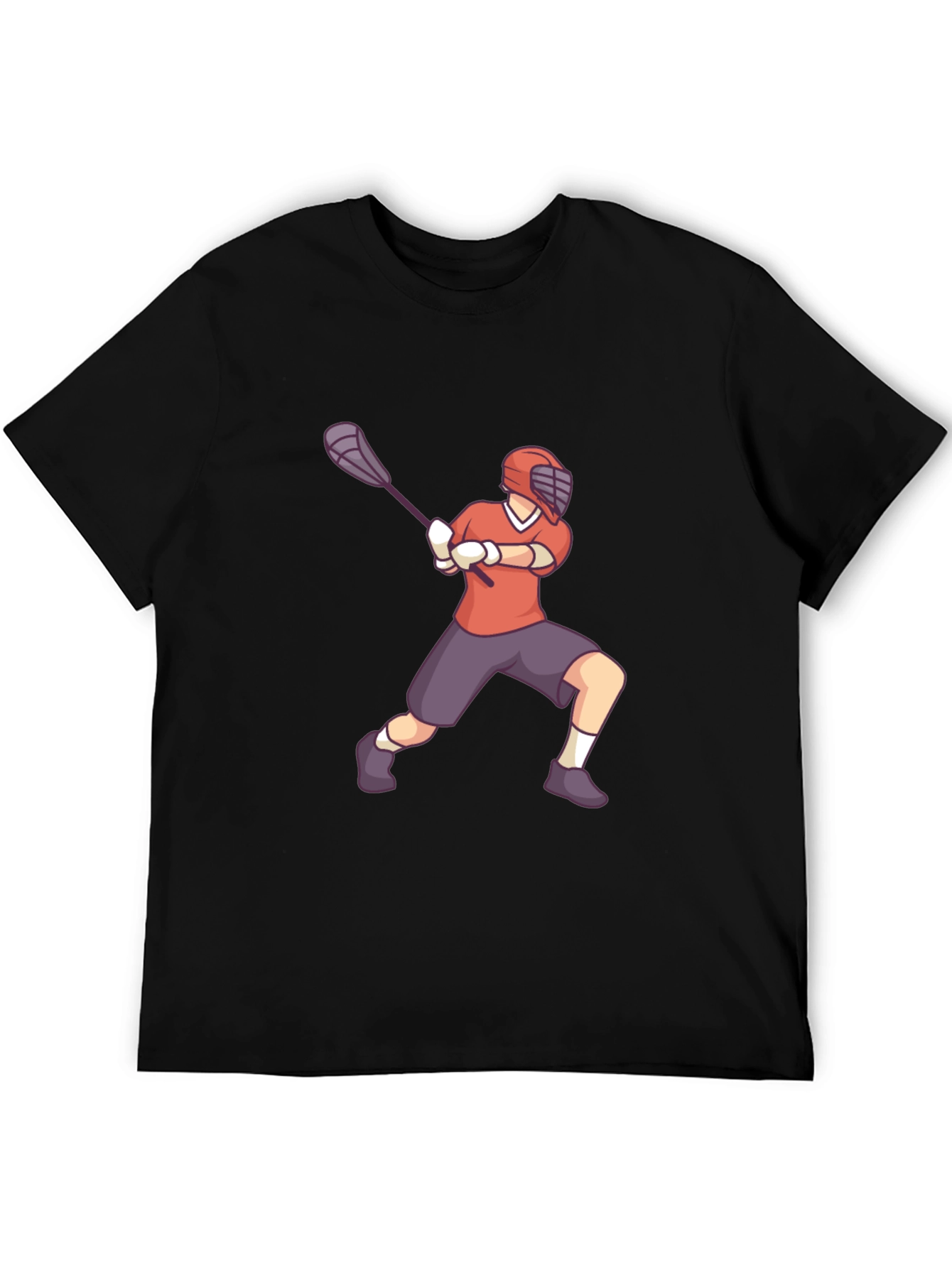Lacrosse Player Graphic Tee - Black Cotton Shirt