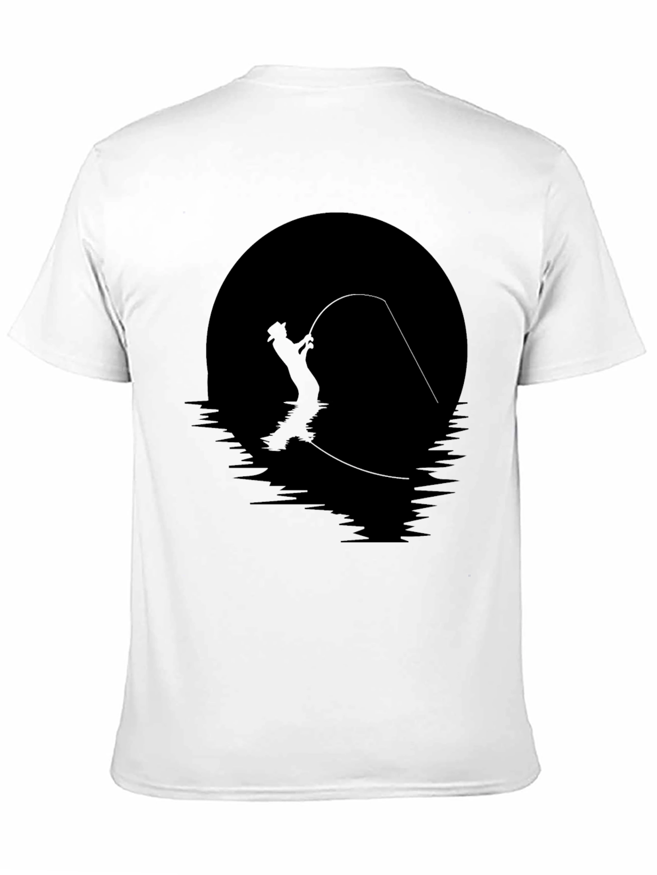 Fly Fishing Silhouette Graphic Tee - Black Cotton Shirt