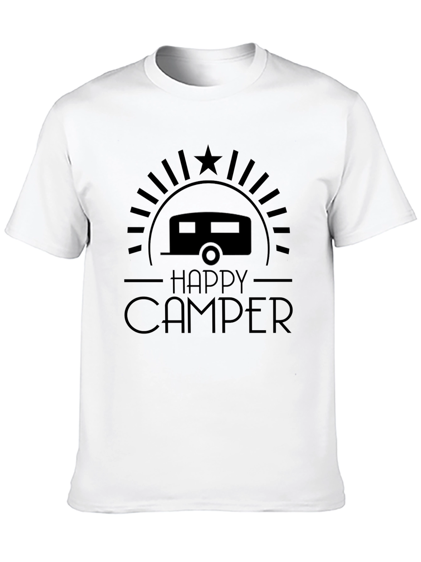Happy Camper T-Shirt - Black Camping Tee