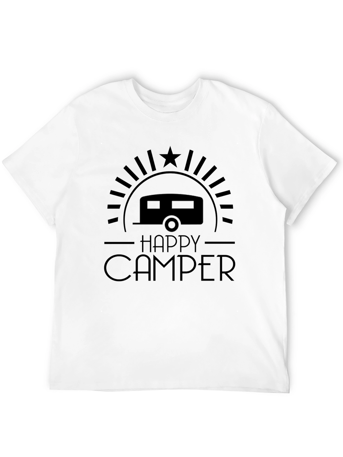 Happy Camper T-Shirt - Black Camping Tee
