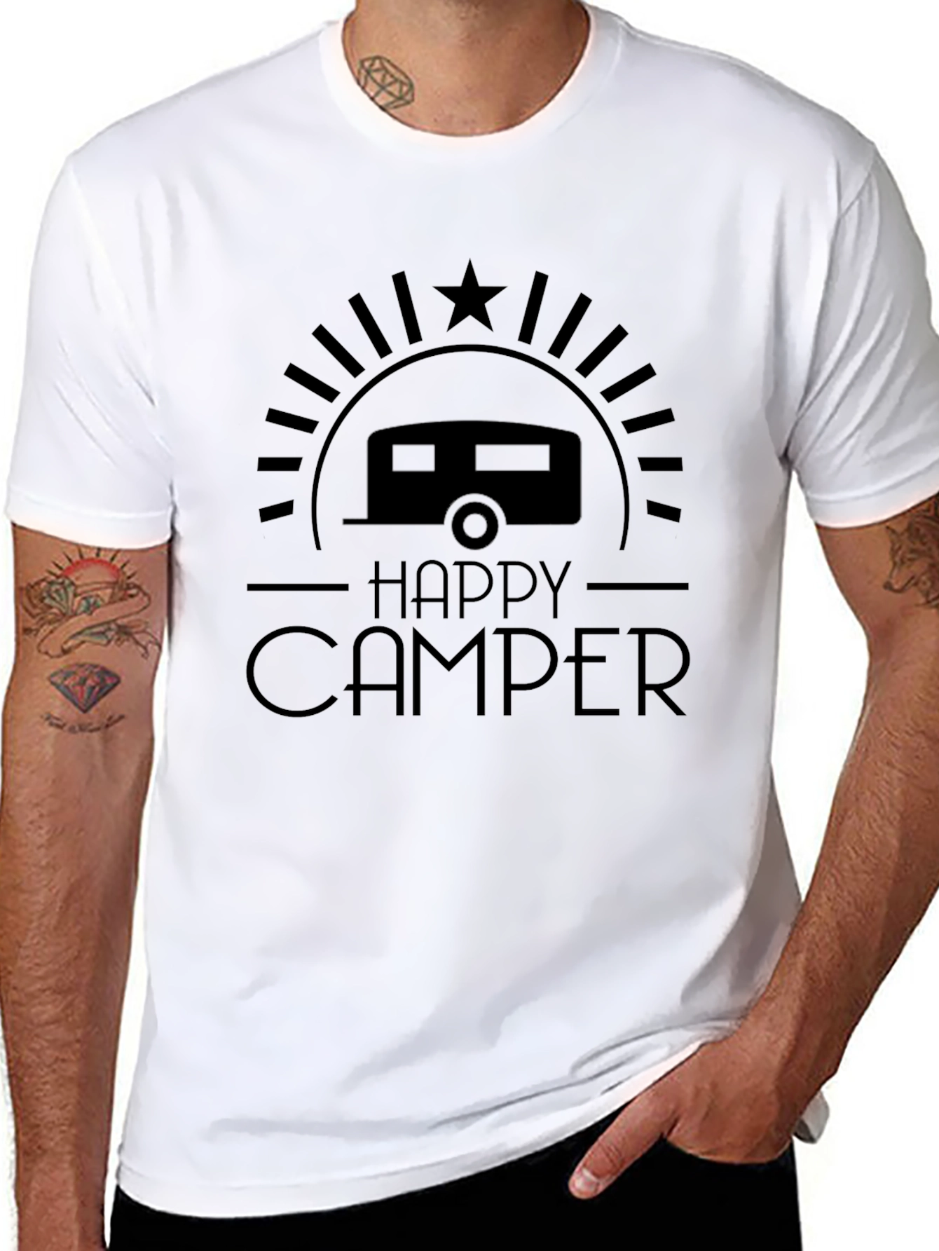 Happy Camper T-Shirt - Black Camping Tee