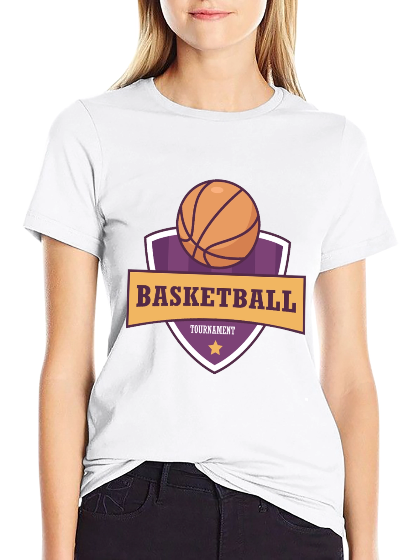 Basketball Tournament Graphic Tee - Black Cotton T-Shirt