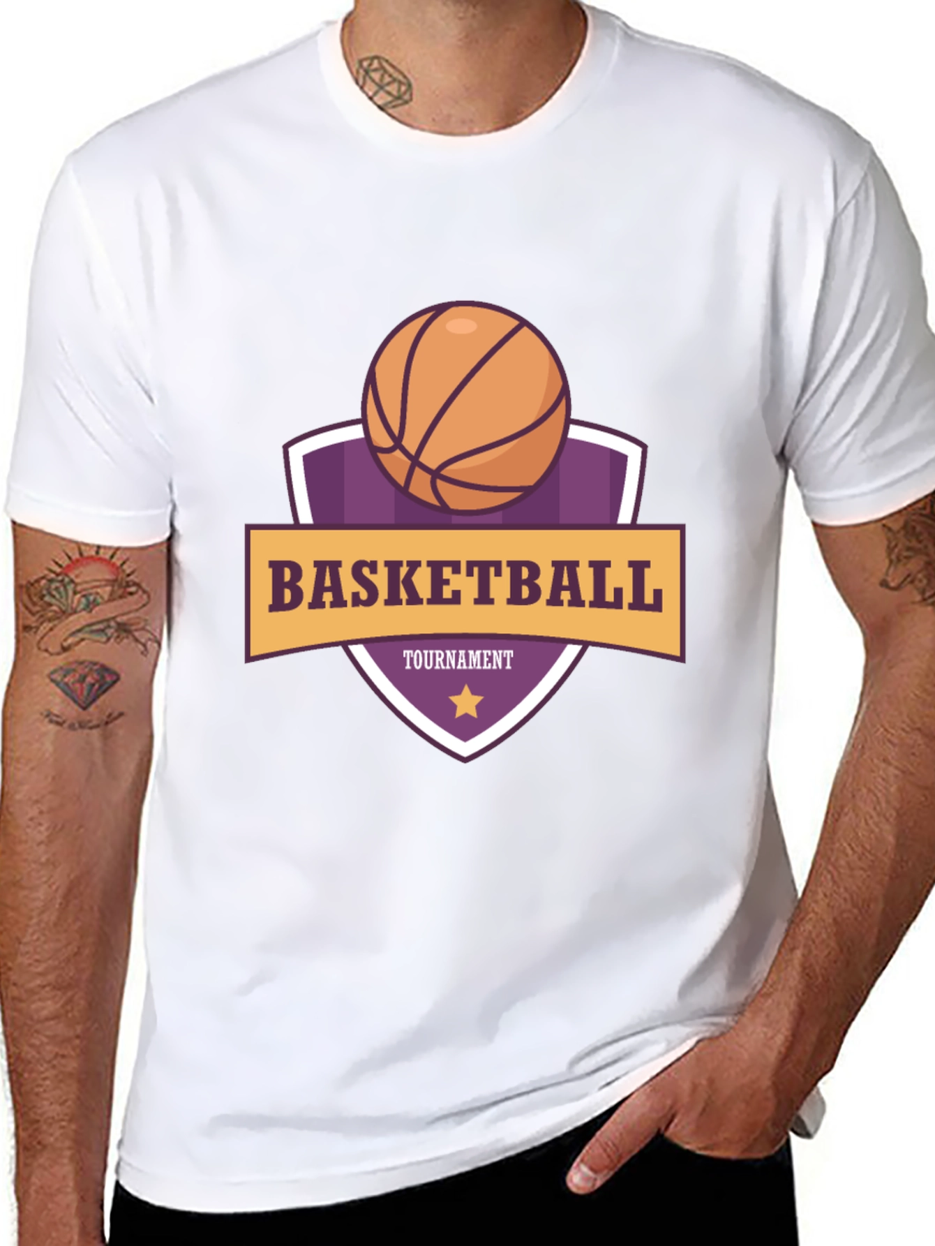Basketball Tournament Graphic Tee - Black Cotton T-Shirt