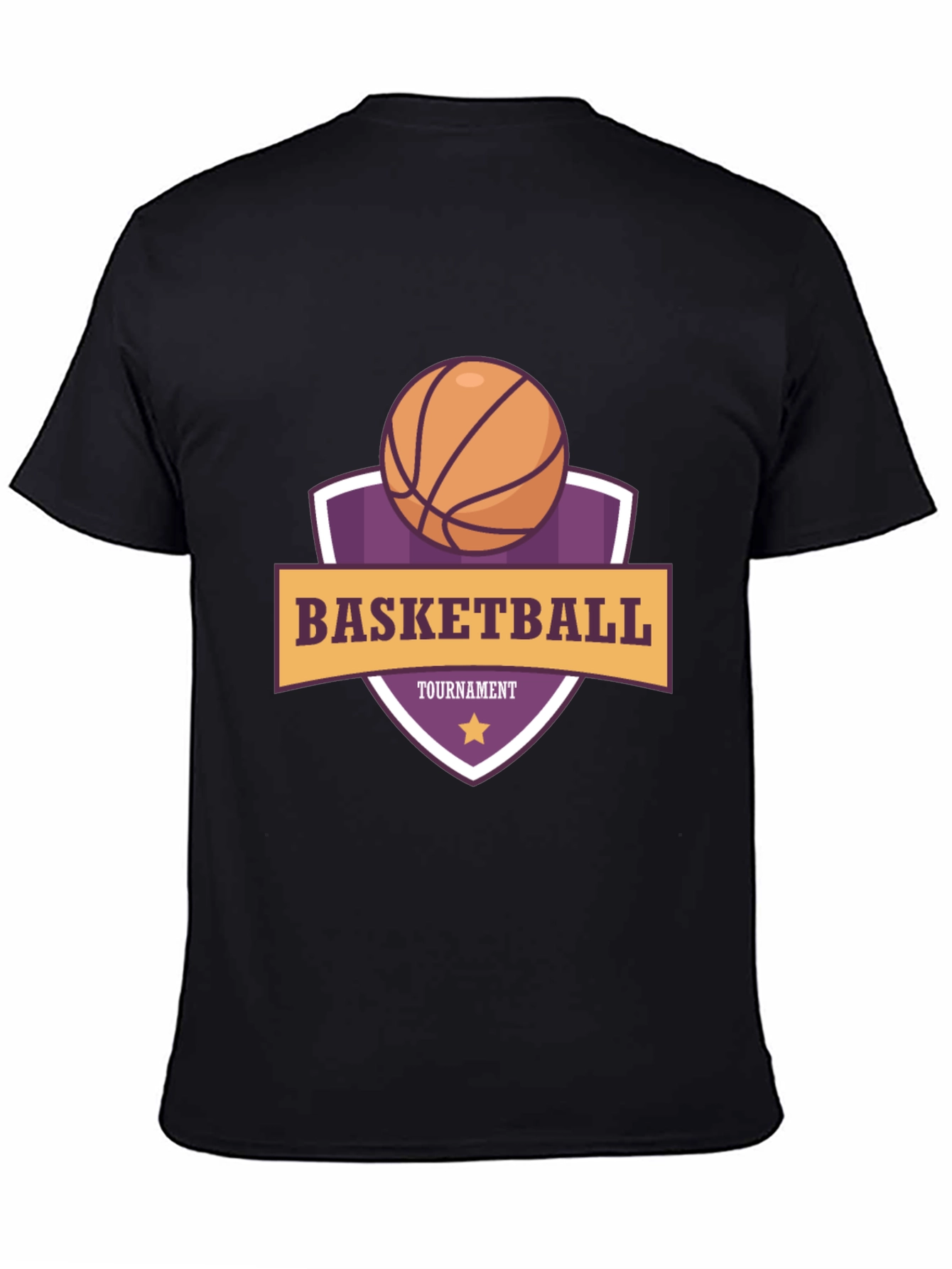 Basketball Tournament Graphic Tee - Black Cotton T-Shirt