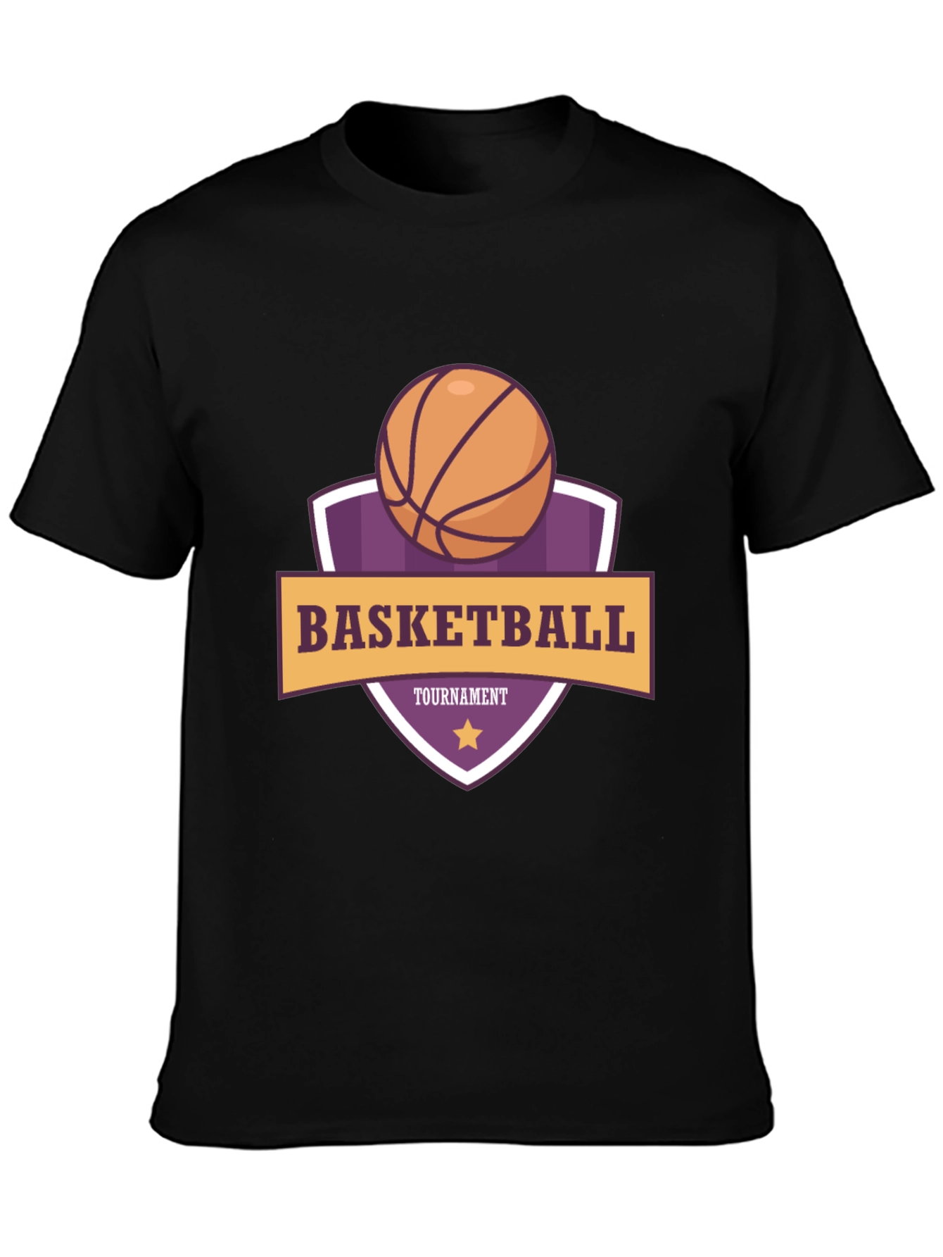 Basketball Tournament Graphic Tee - Black Cotton T-Shirt
