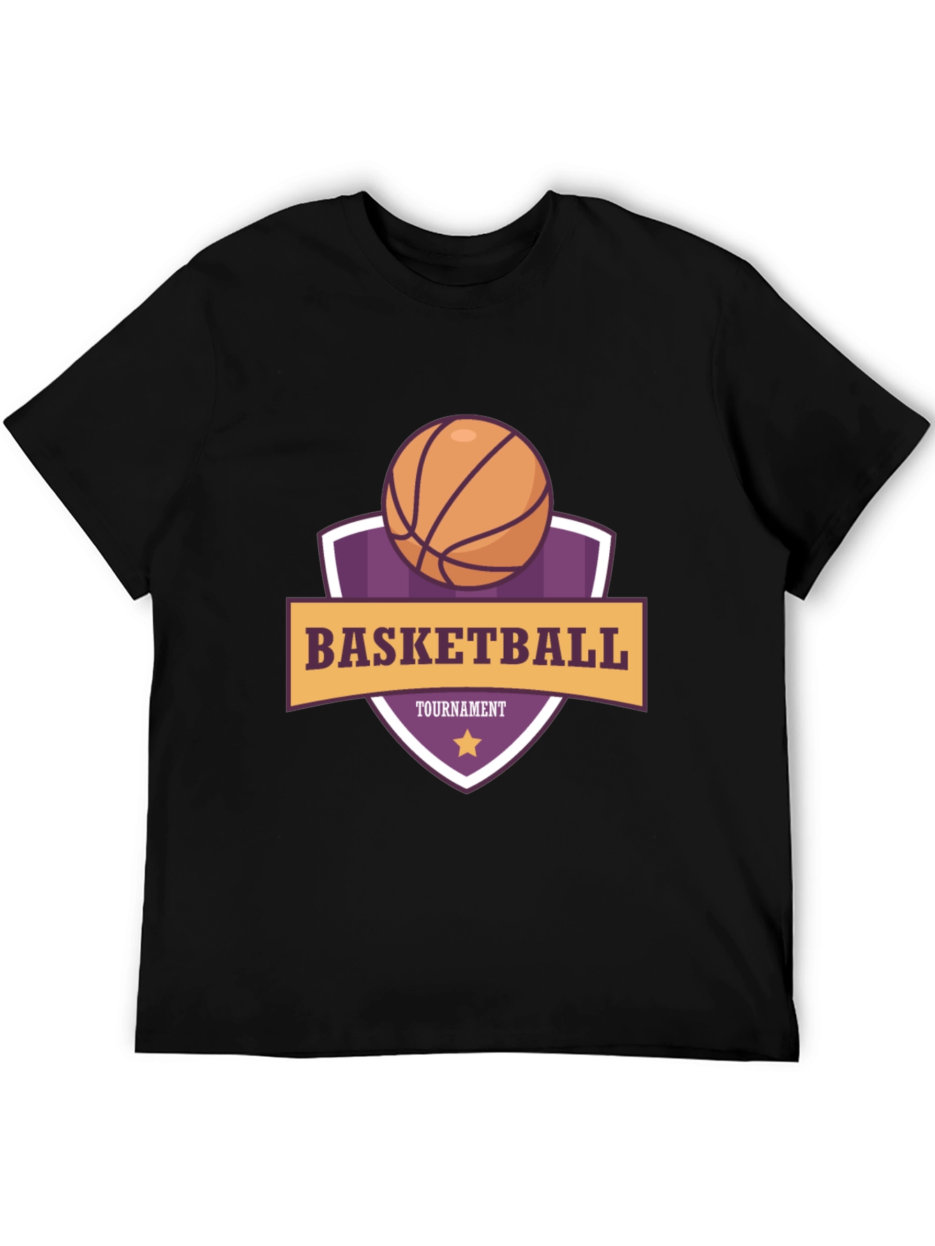 Basketball Tournament Graphic Tee - Black Cotton T-Shirt