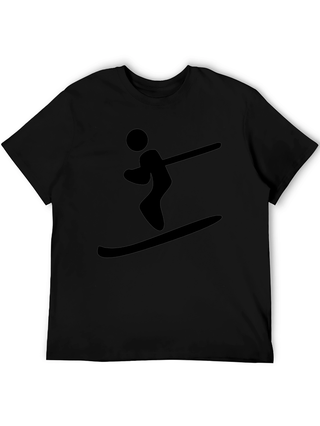 Black Skier Graphic Tee - Cool Sportswear