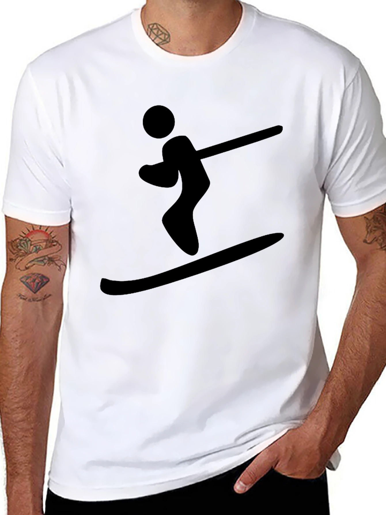 Black Skier Graphic Tee - Cool Sportswear