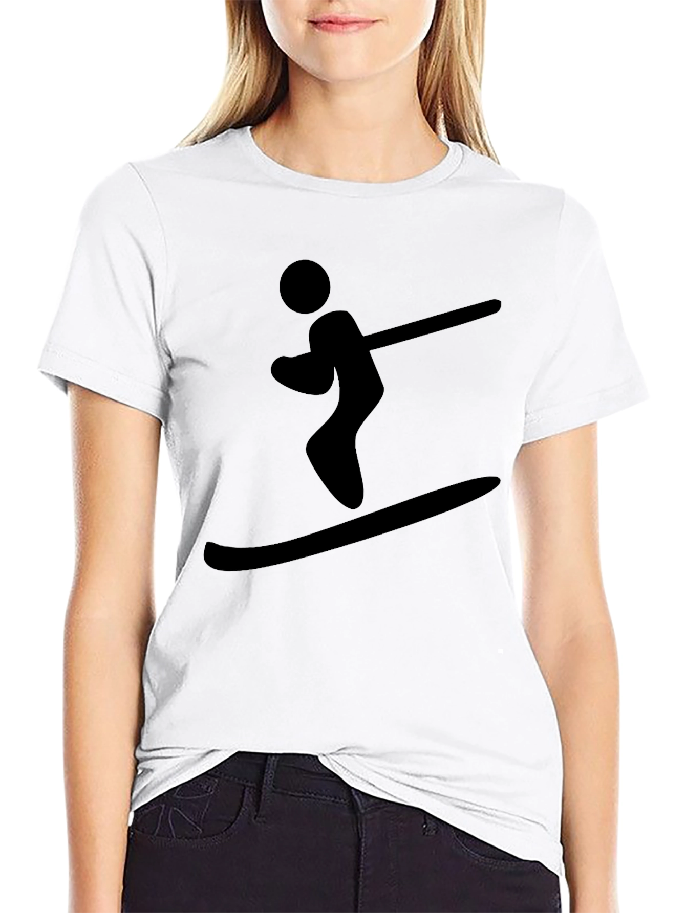 Black Skier Graphic Tee - Cool Sportswear