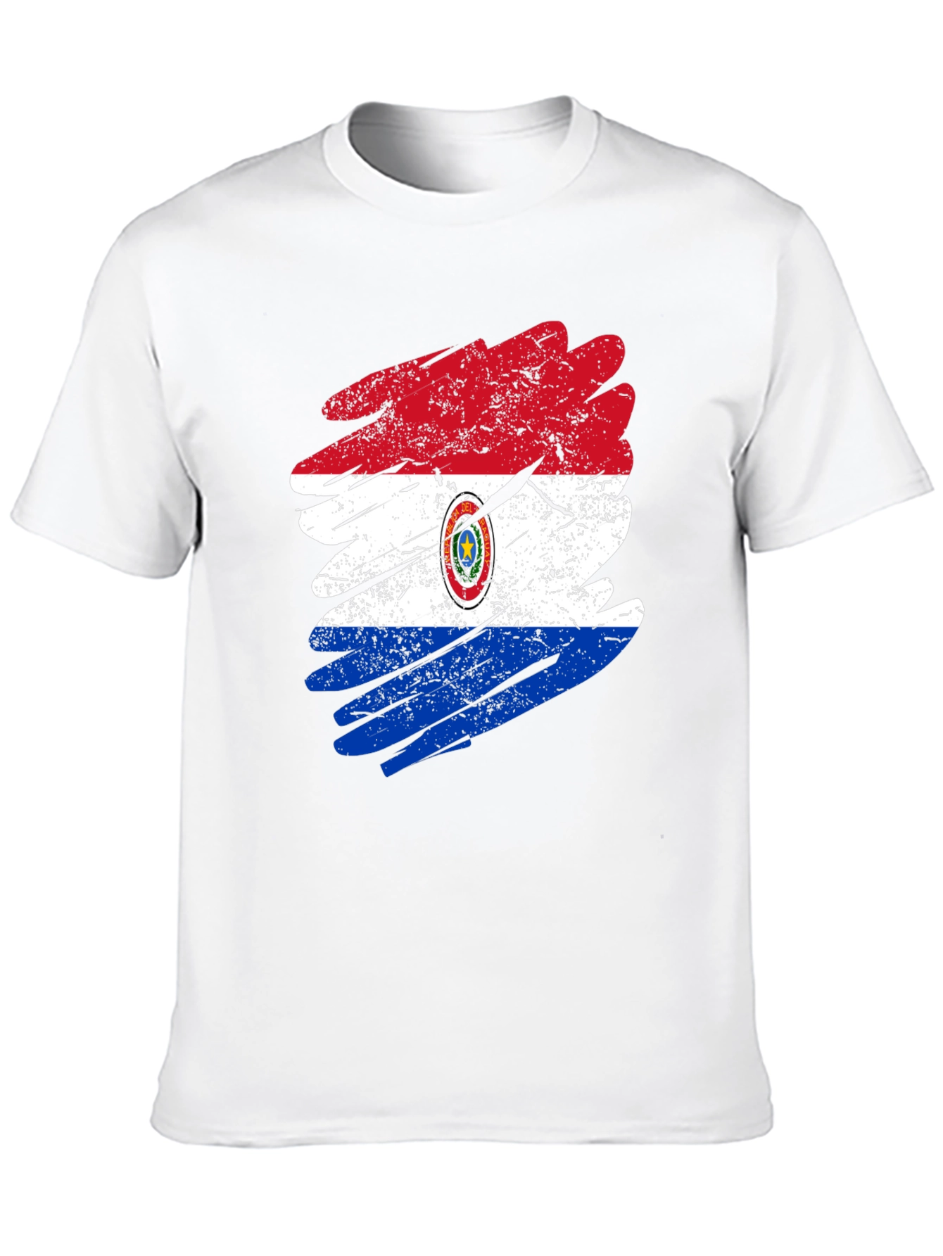 Paraguay Flag Grunge Style Mens Black T-Shirt