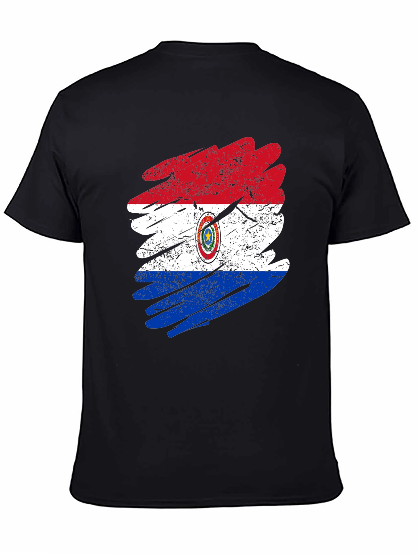 Paraguay Flag Grunge Style Mens Black T-Shirt
