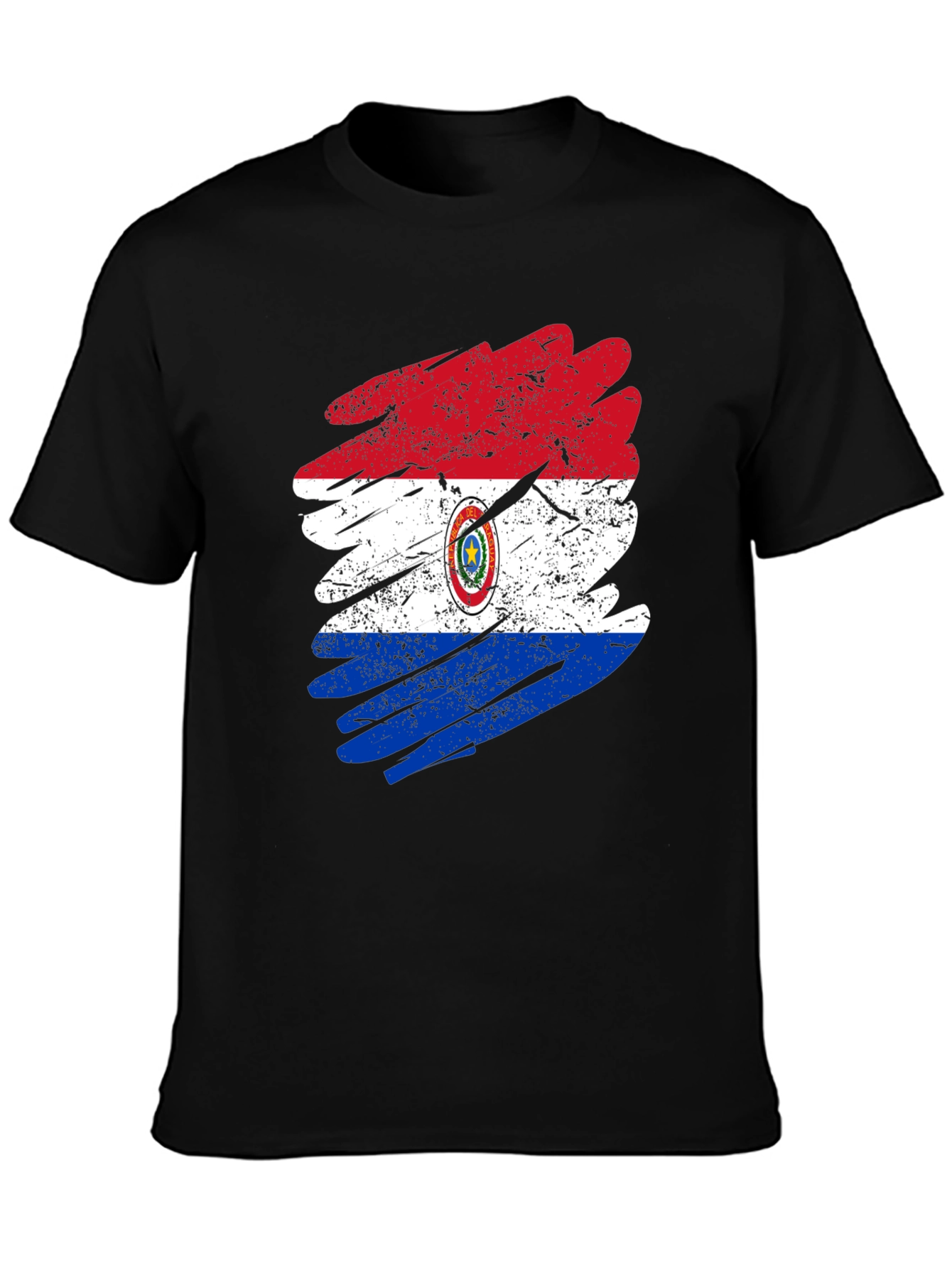 Paraguay Flag Grunge Style Mens Black T-Shirt