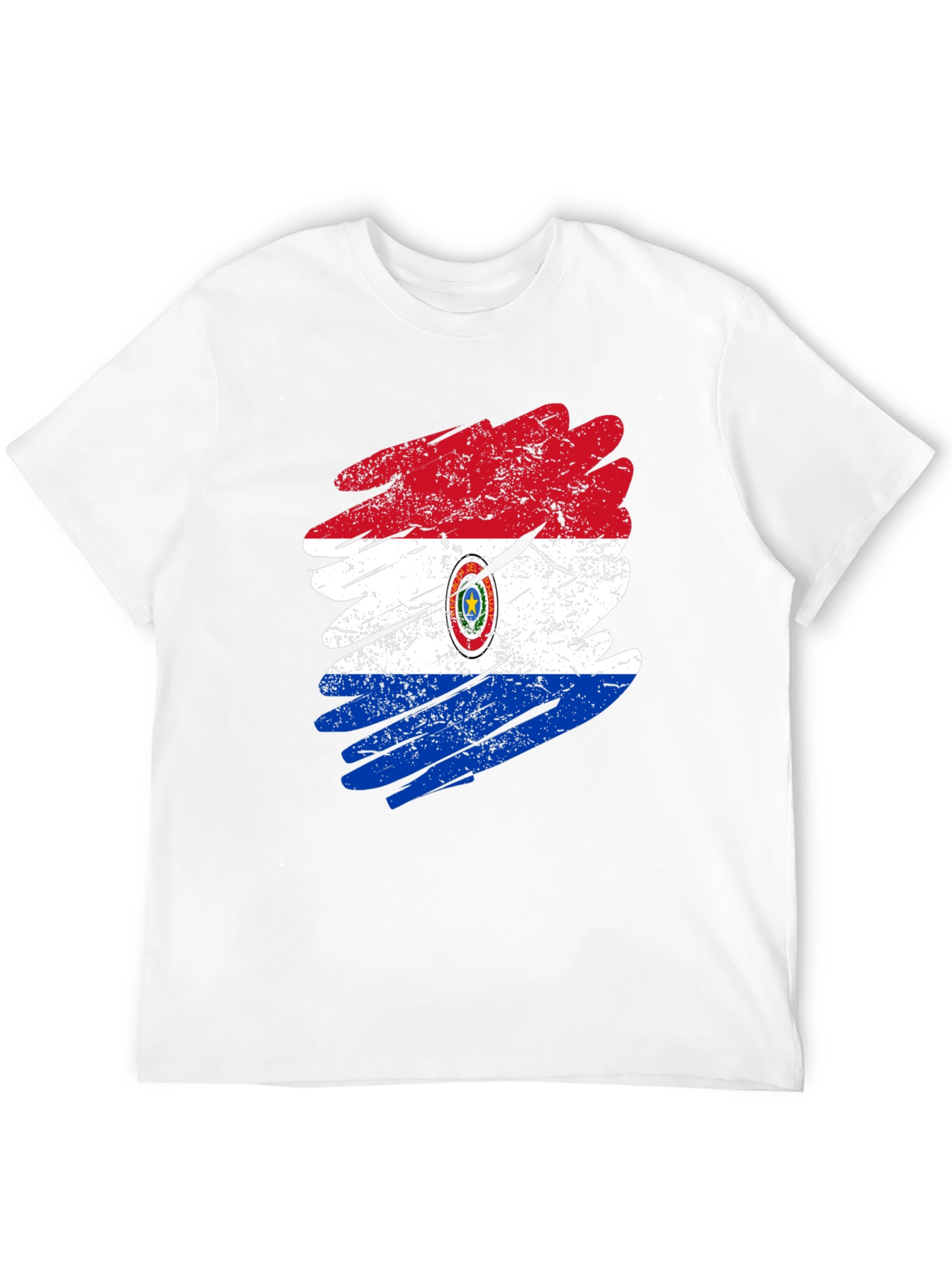 Paraguay Flag Grunge Style Mens Black T-Shirt