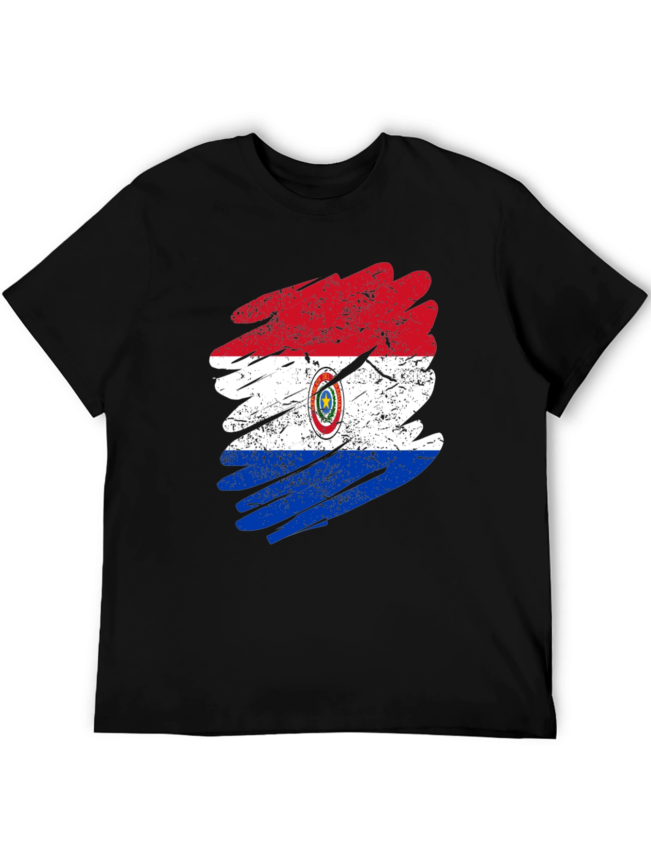 Paraguay Flag Grunge Style Mens Black T-Shirt