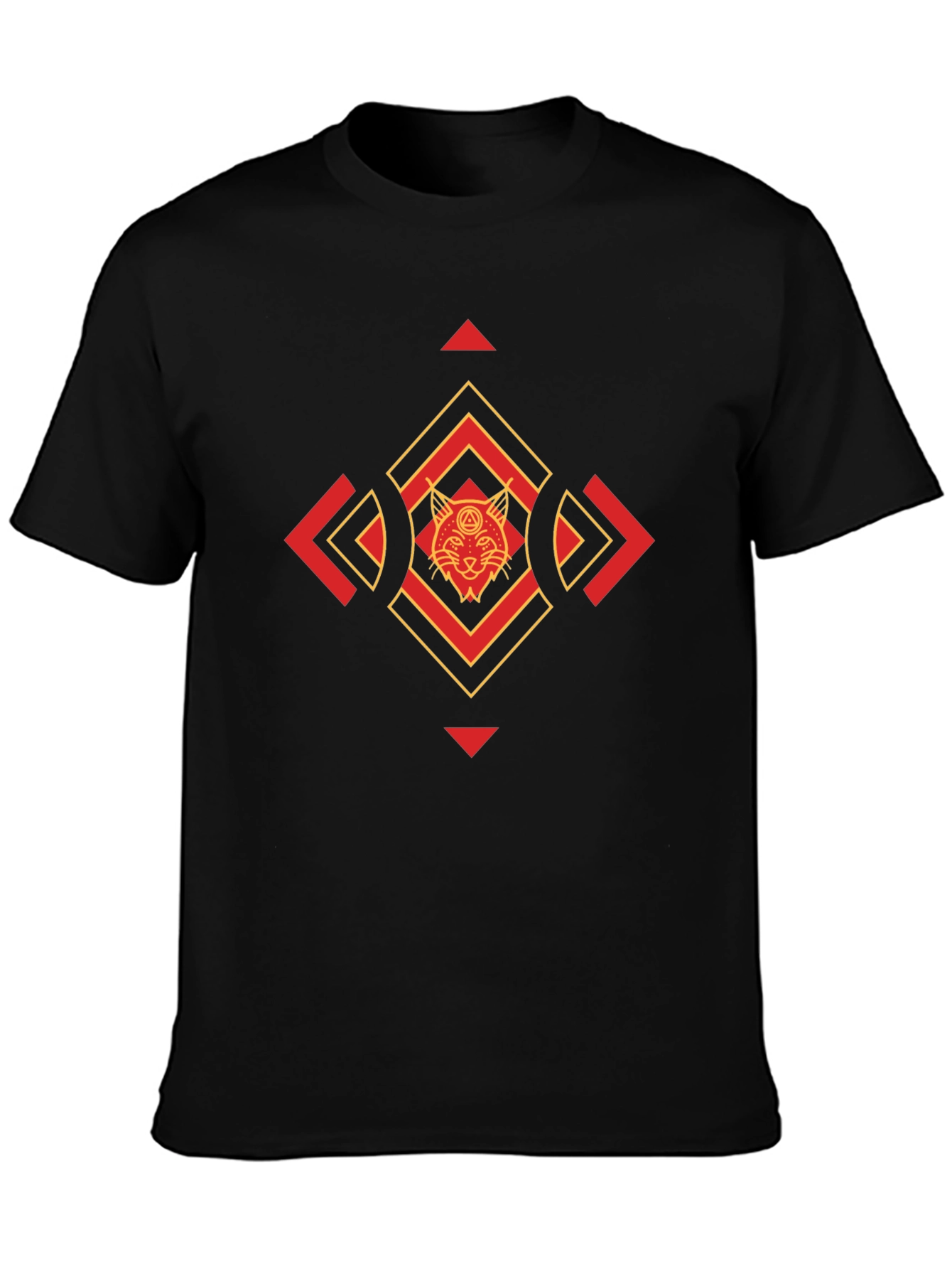 Geometric Cat Graphic Tee - Cool & Stylish