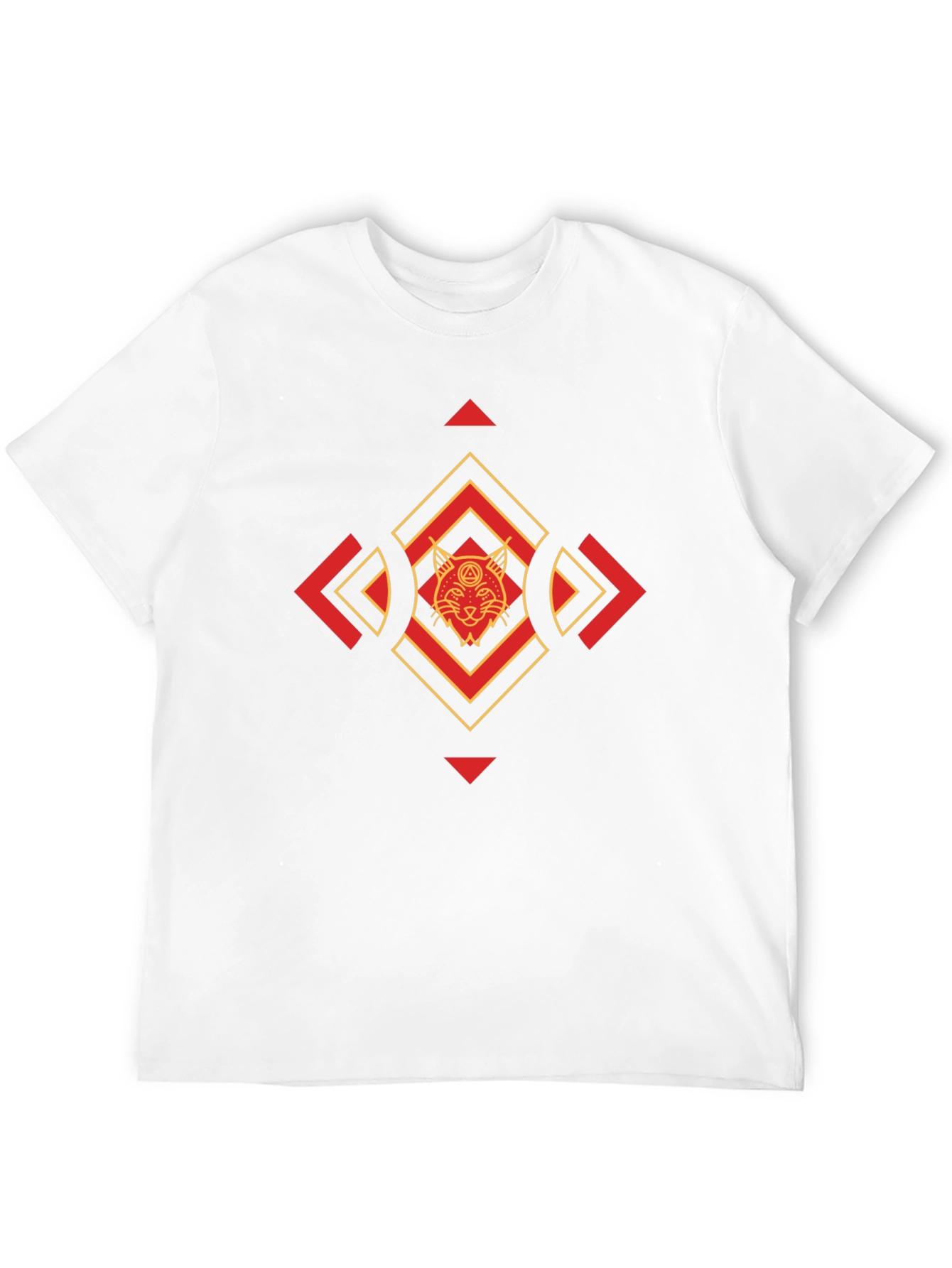 Geometric Cat Graphic Tee - Cool & Stylish