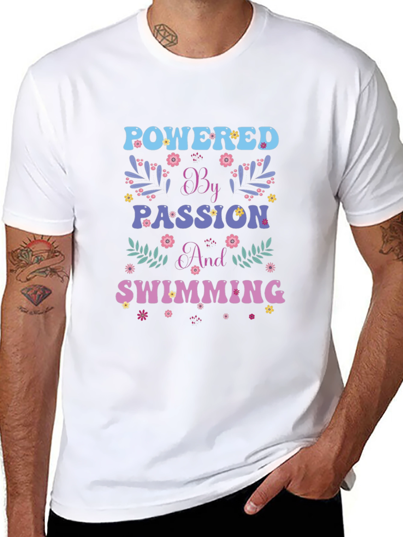 Powered by Passion and Swimming Graphic Tee