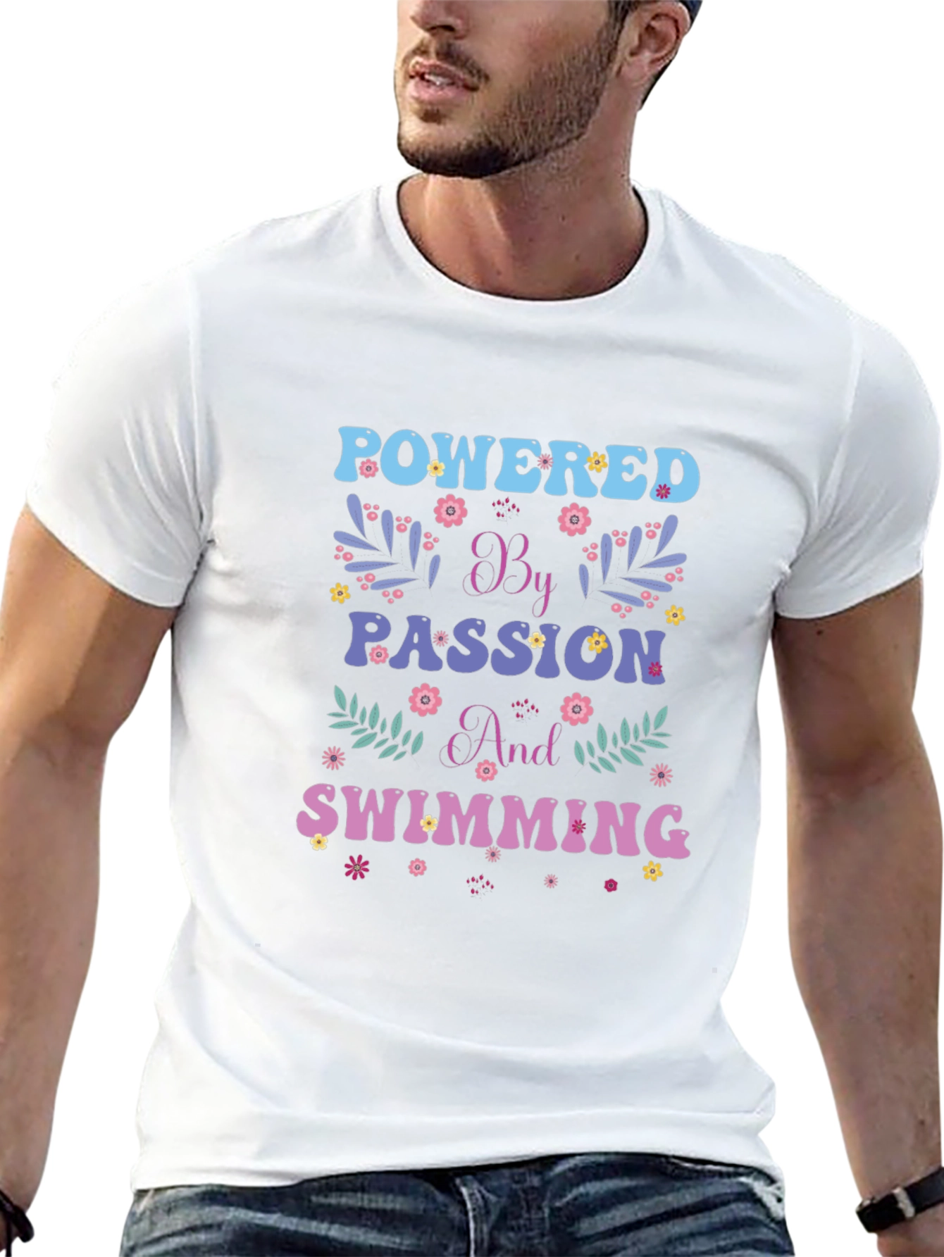 Powered by Passion and Swimming Graphic Tee