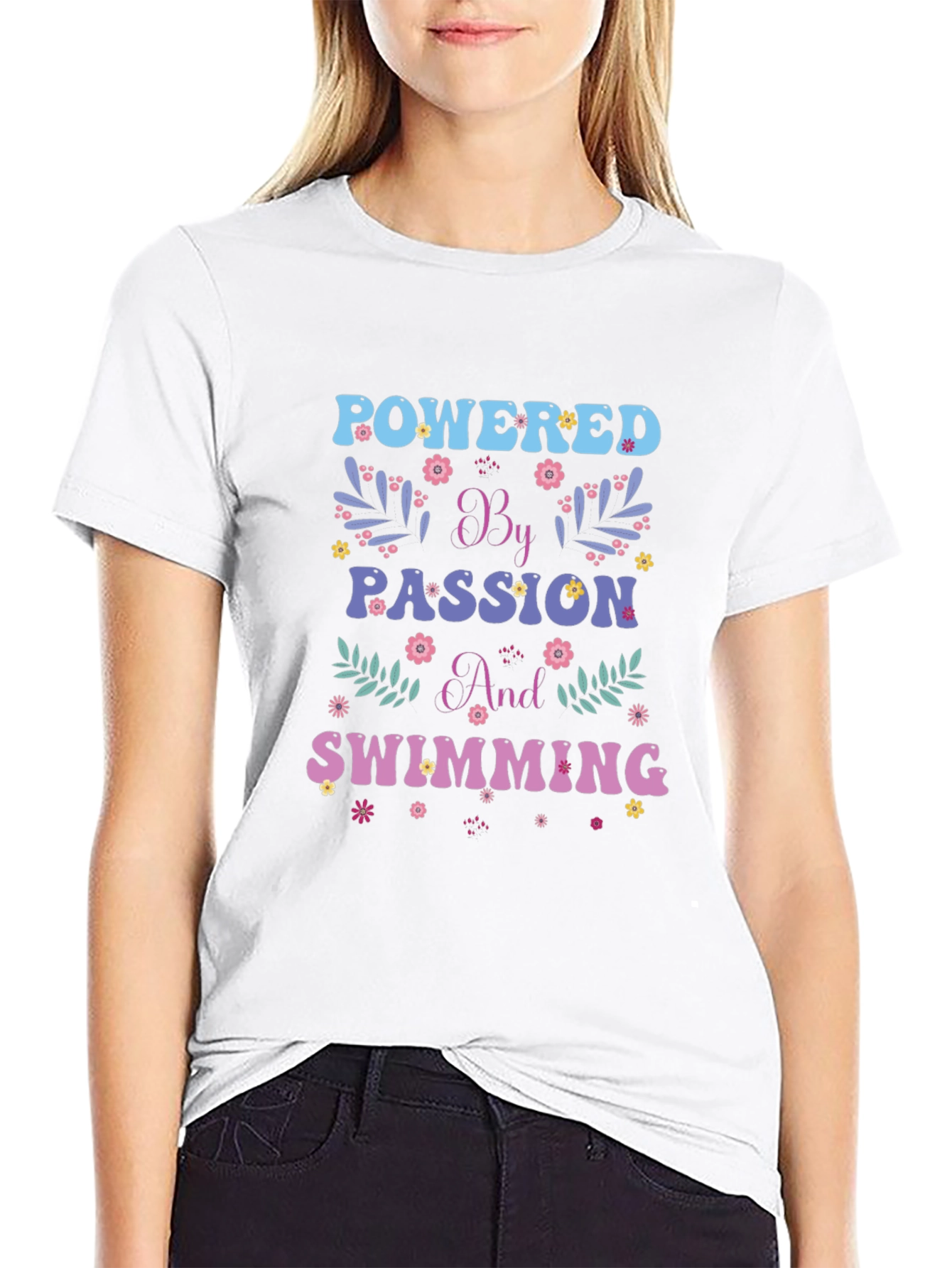 Powered by Passion and Swimming Graphic Tee