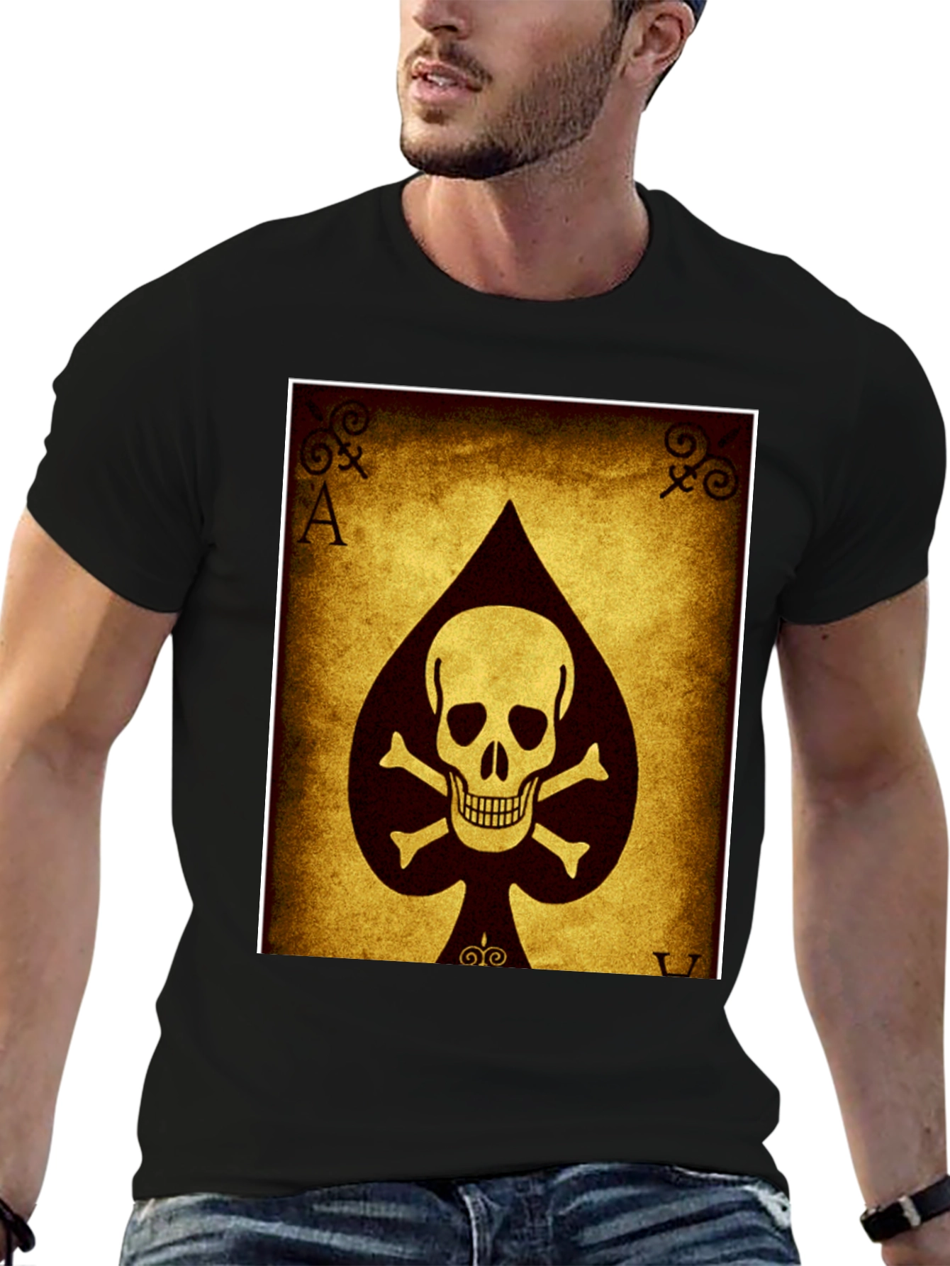 Ace of Spades Skull T-Shirt - Black Cotton Tee