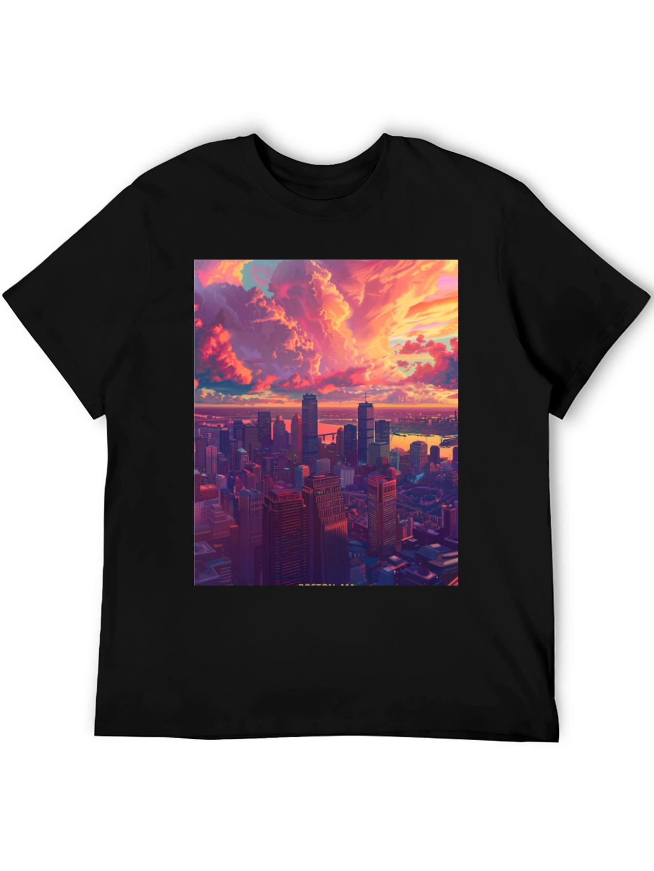 Cityscape Graphic Tee - Modern Art Black T-Shirt