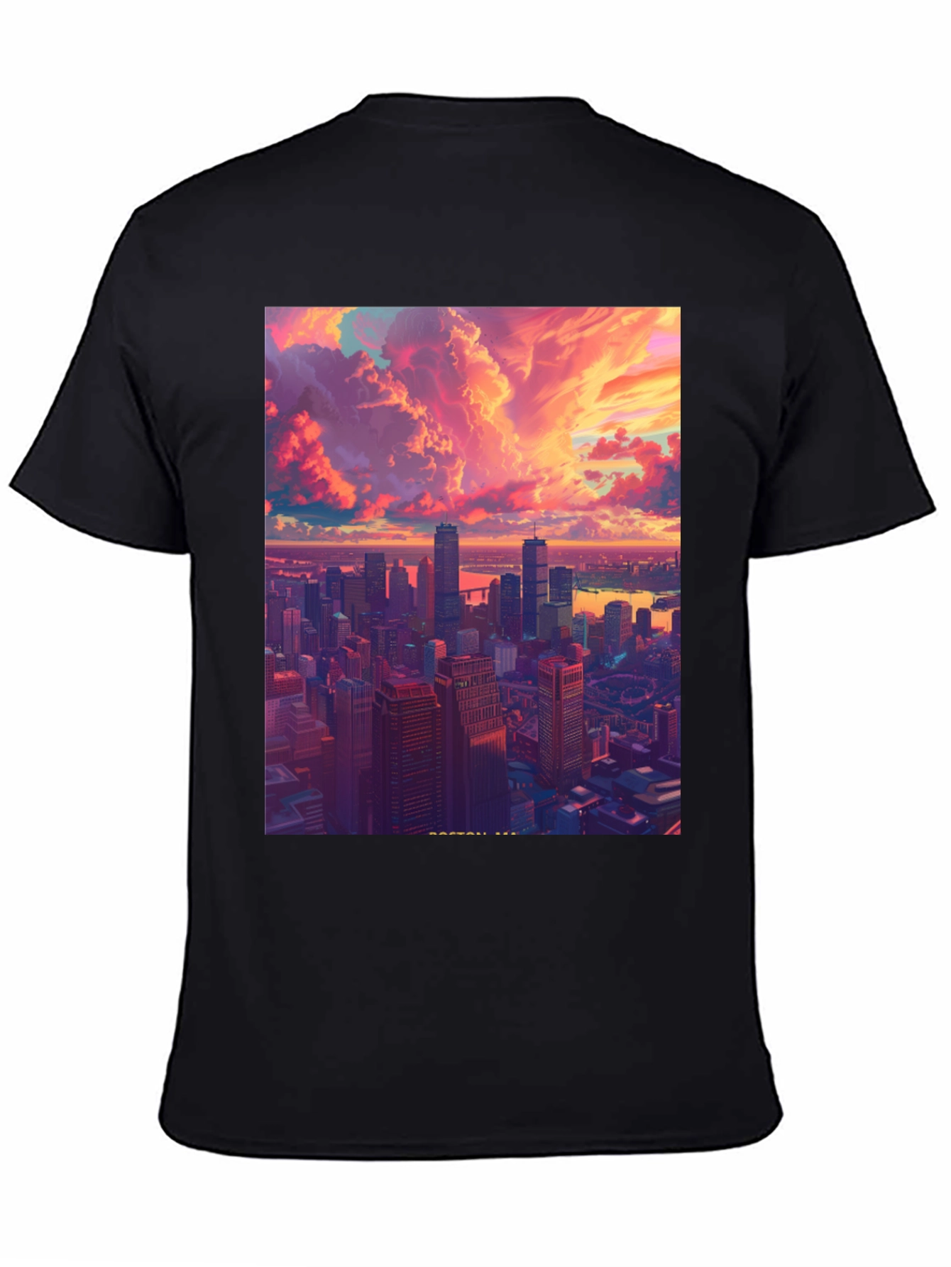 Cityscape Graphic Tee - Modern Art Black T-Shirt