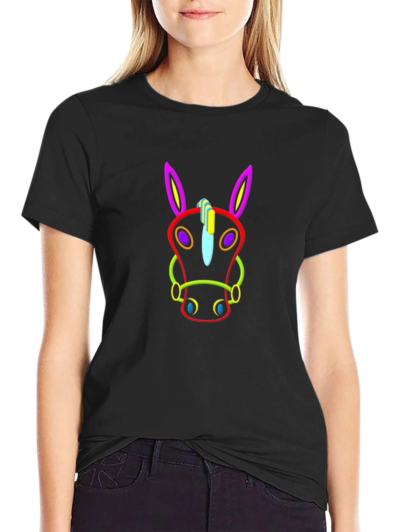 Neon Horse Graphic Tee - Mens Black T-Shirt
