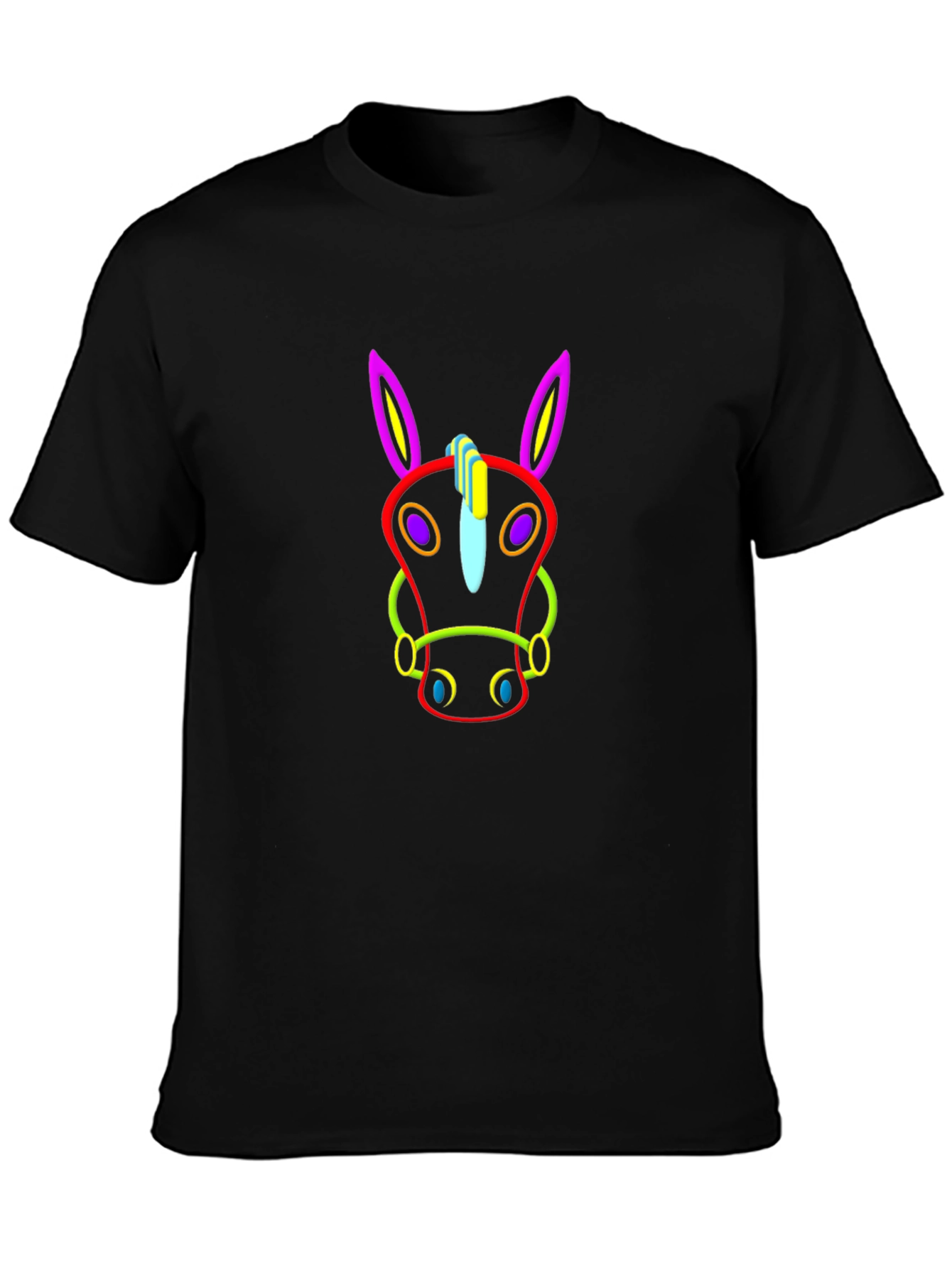 Neon Horse Graphic Tee - Mens Black T-Shirt