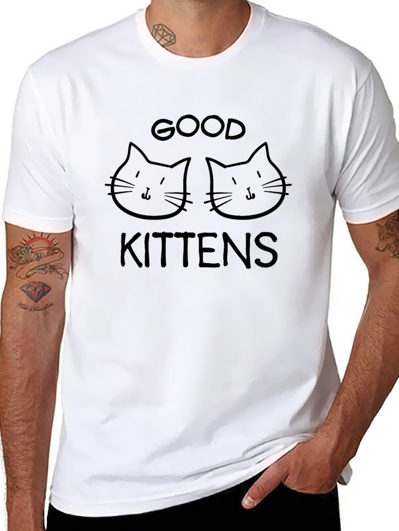 Good Kittens Graphic Tee - Black Cotton T-Shirt