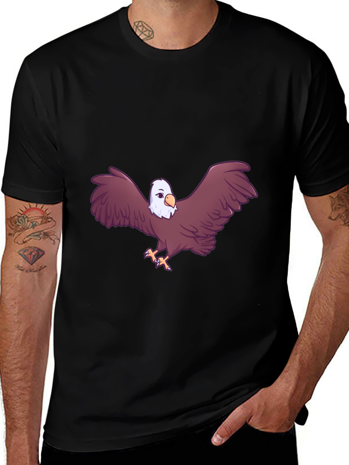 Eagle Graphic Print Black T-Shirt